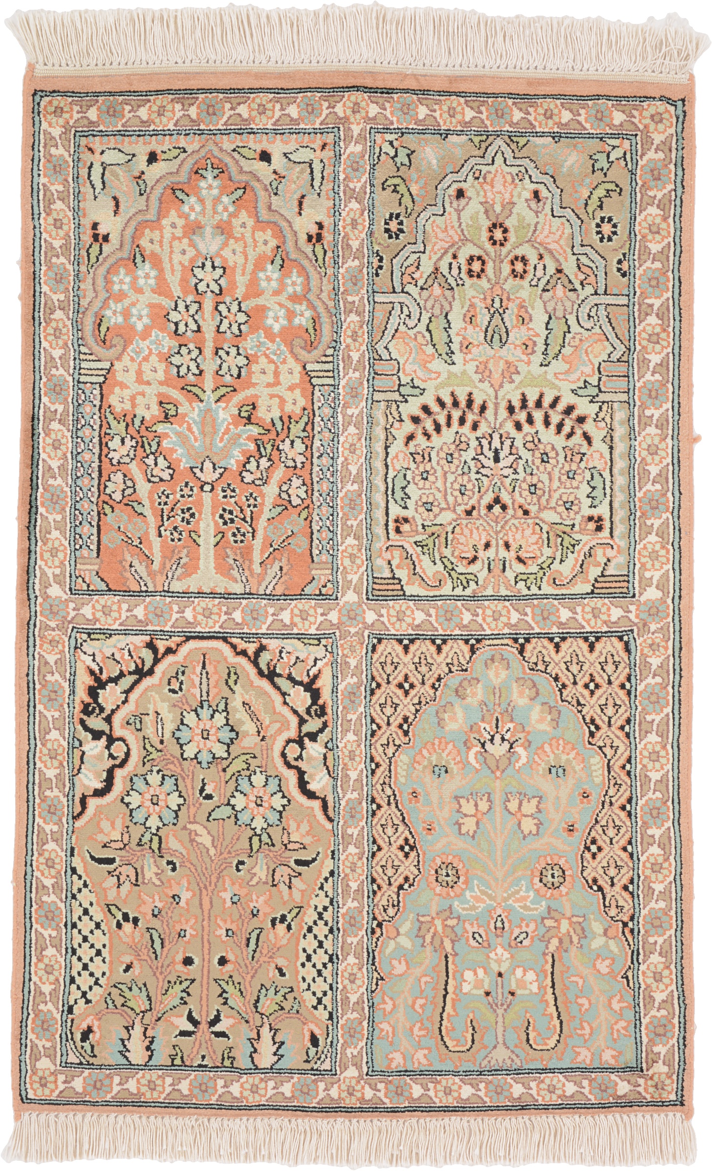 Cashmere Silk Alfombra oriental 90 x 60 Blanco (Indian) Anudado A Mano