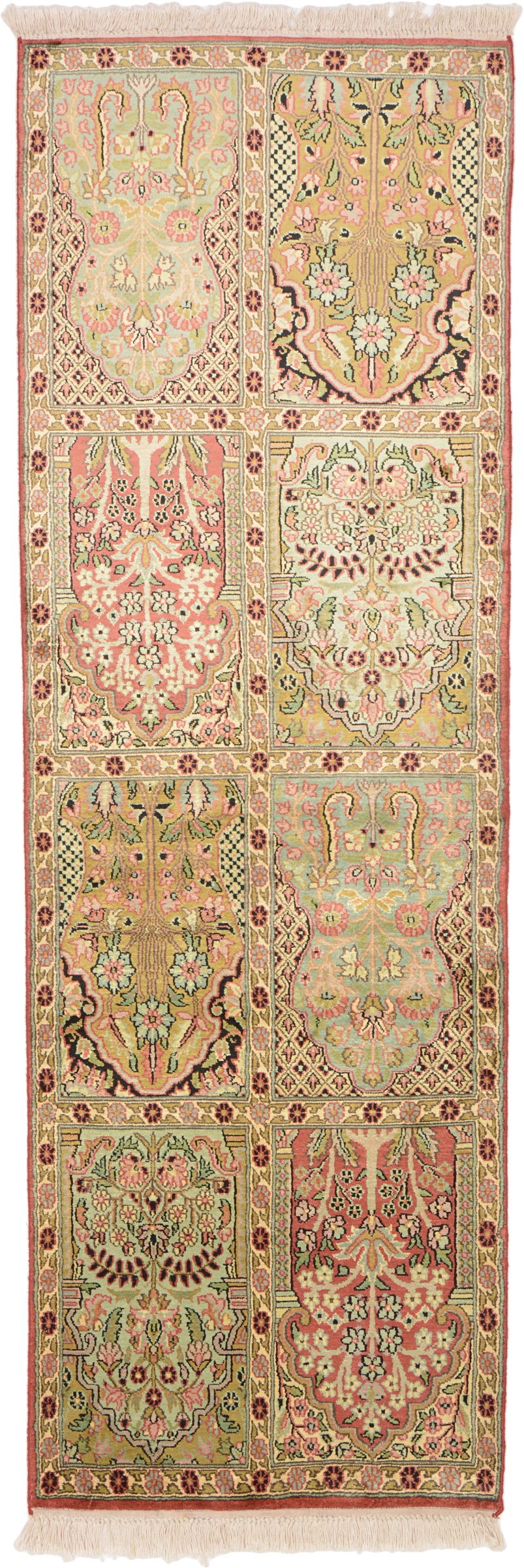 Cashmere Silk Rug 190x60 Green (Indian) Hand Knotted