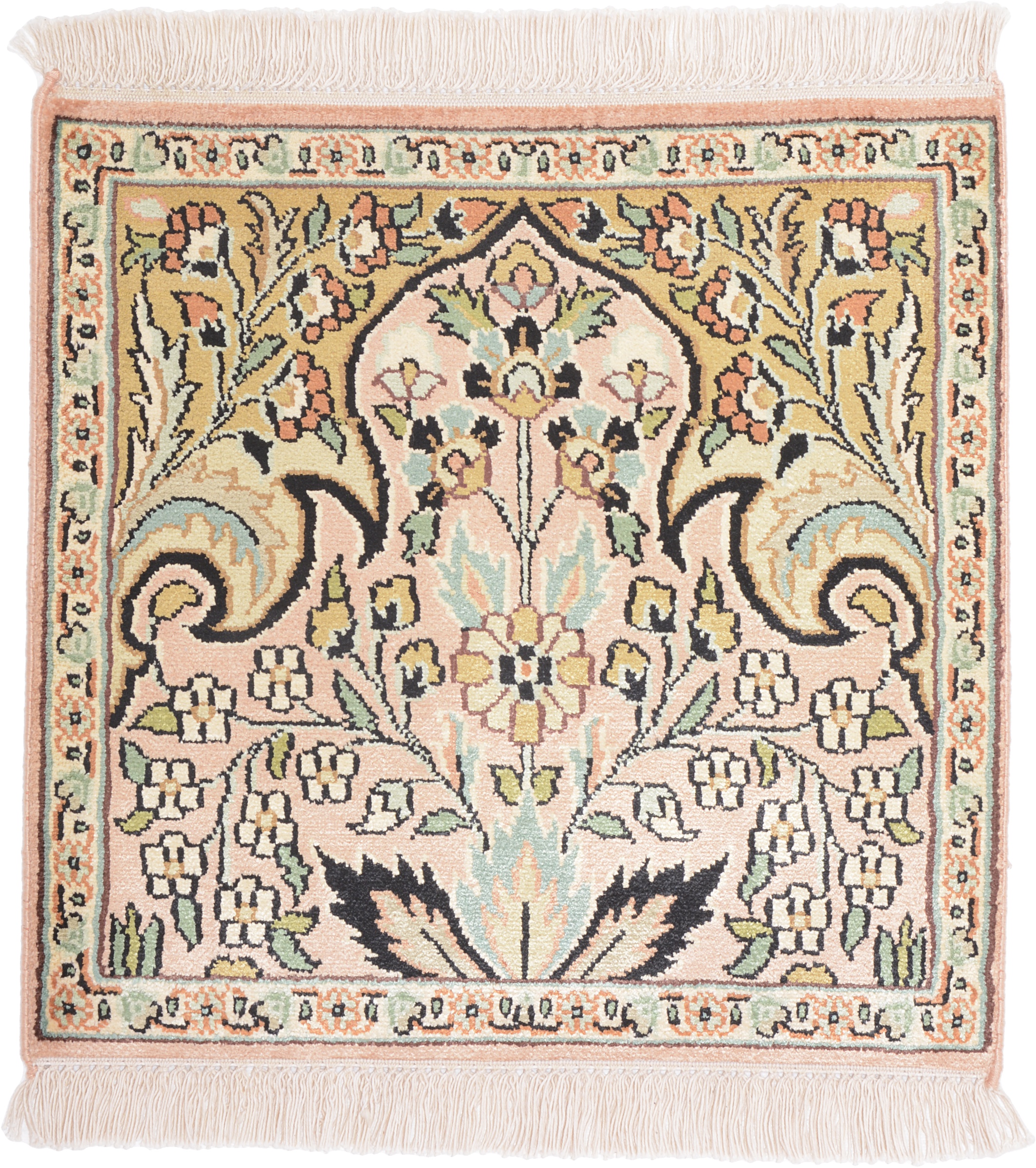 Cashmere Silk Tapete oriental 50x50 Branco (Indian) Atado À Mão