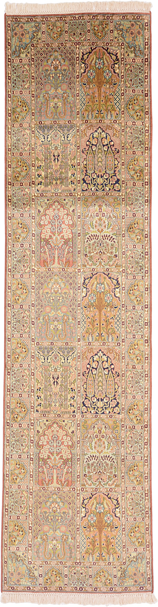 Cashmere Silk Dywan 300x90 Biały (Indian) Ręcznie Tkany