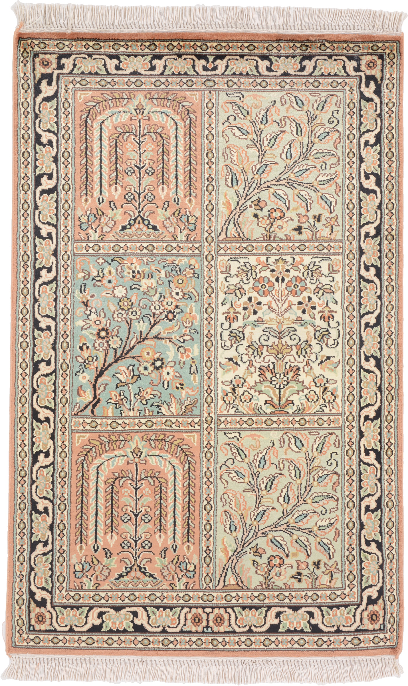 Cashmere Silk Matta 60x100 Vit (Indian) Handknuten