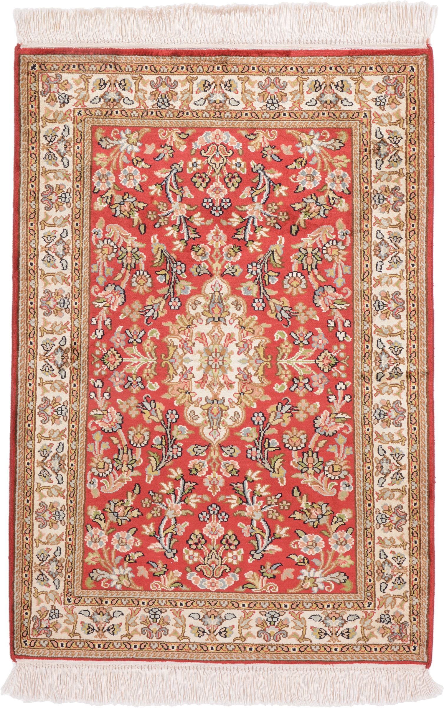 Cashmere Silk Orientalsk tæppe 60 x 90 Gul (Indian) Håndknyttet