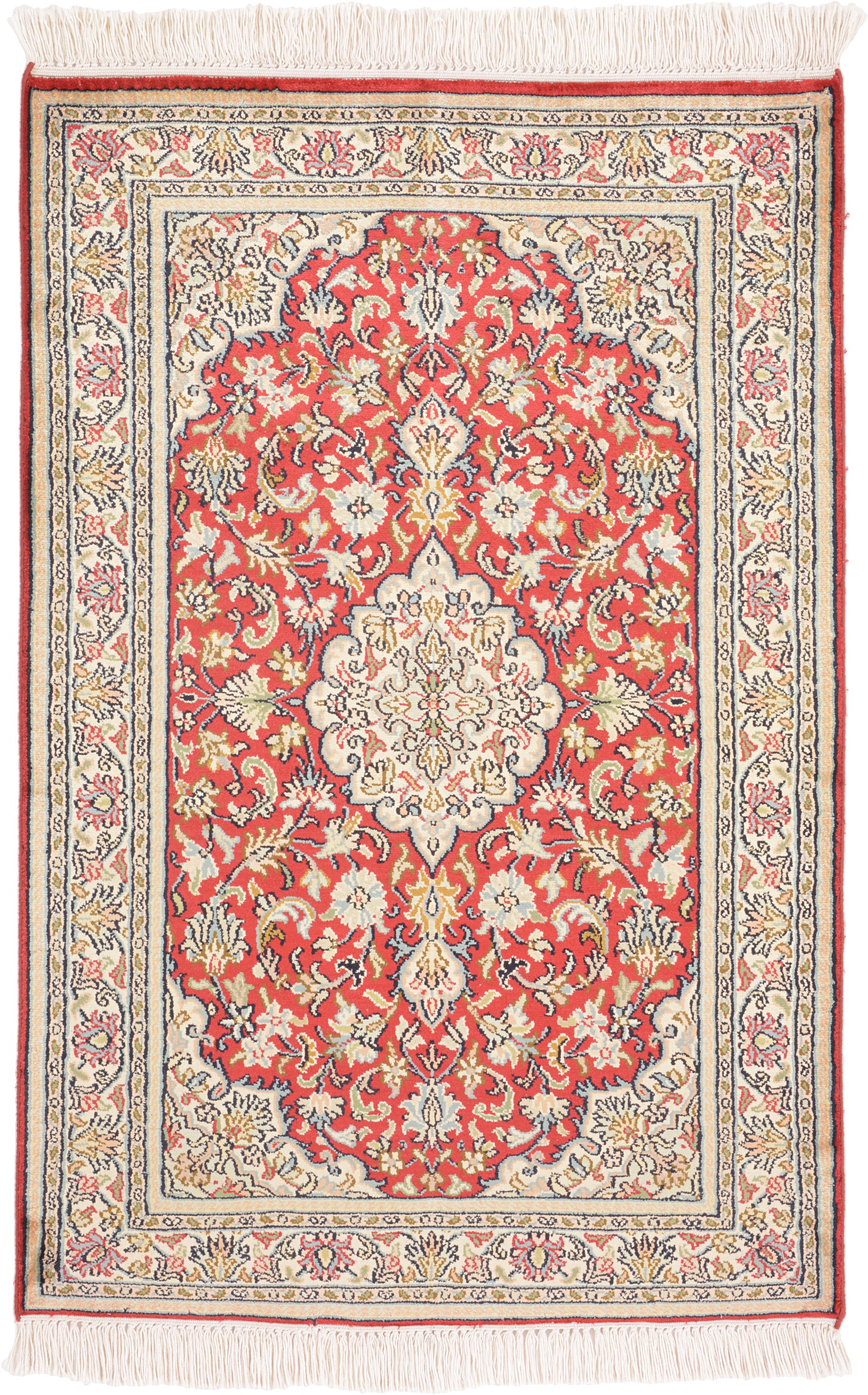 Cashmere Silk Dywan orientalny 100 x 70 Biały (Indian) Ręcznie Tkany