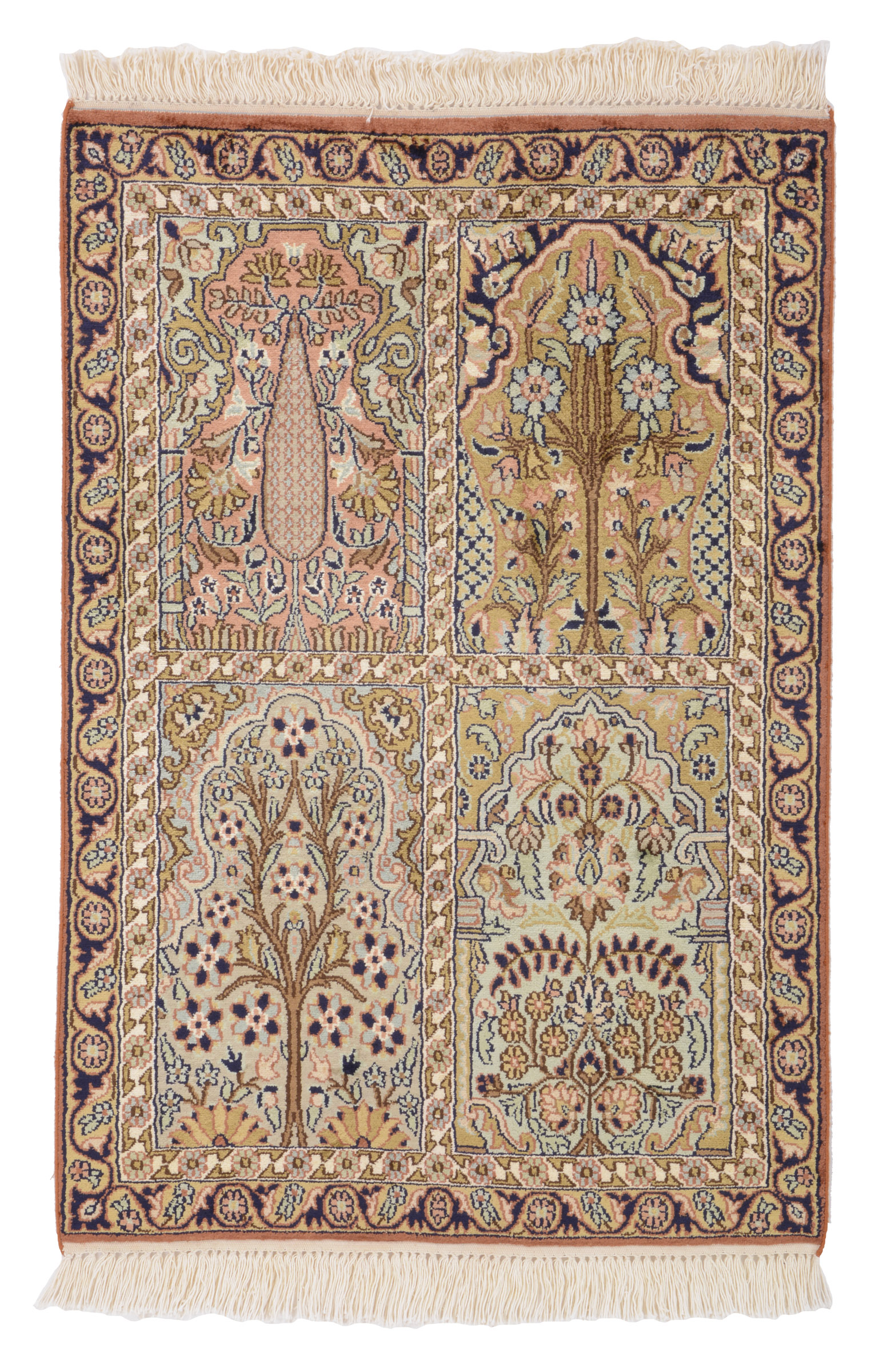 Cashmere Silk Orientalisk matta 90 x 60 Vit (Indian) Handknuten