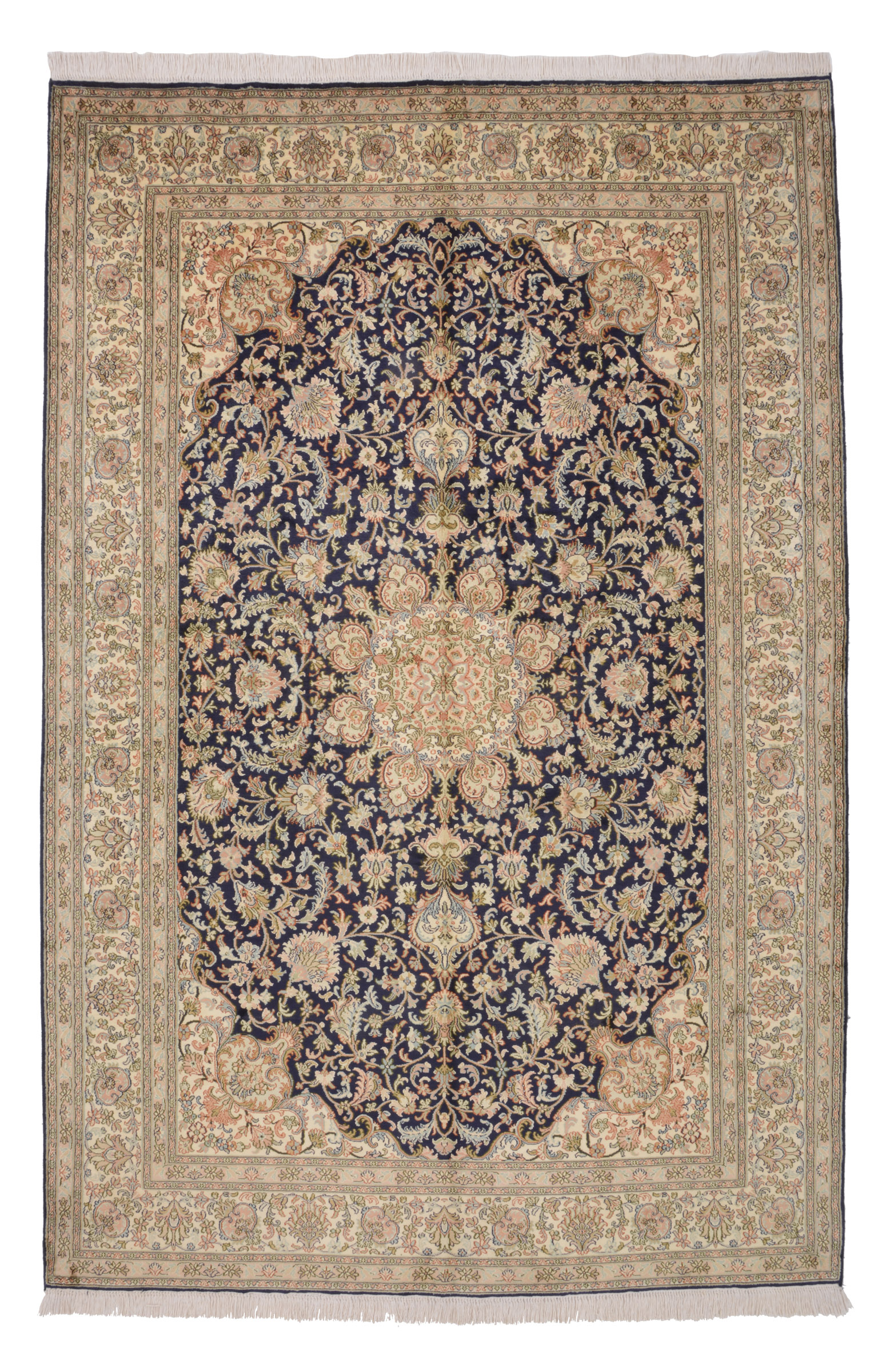 Cashmere Silk Carpet 170 x 260 White (Indian) Hand Knotted