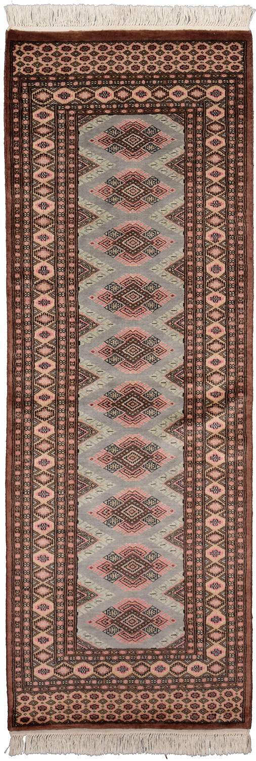 Buchara Orientteppich 220x80 Weiss (Pakistan) Handgeknüpft