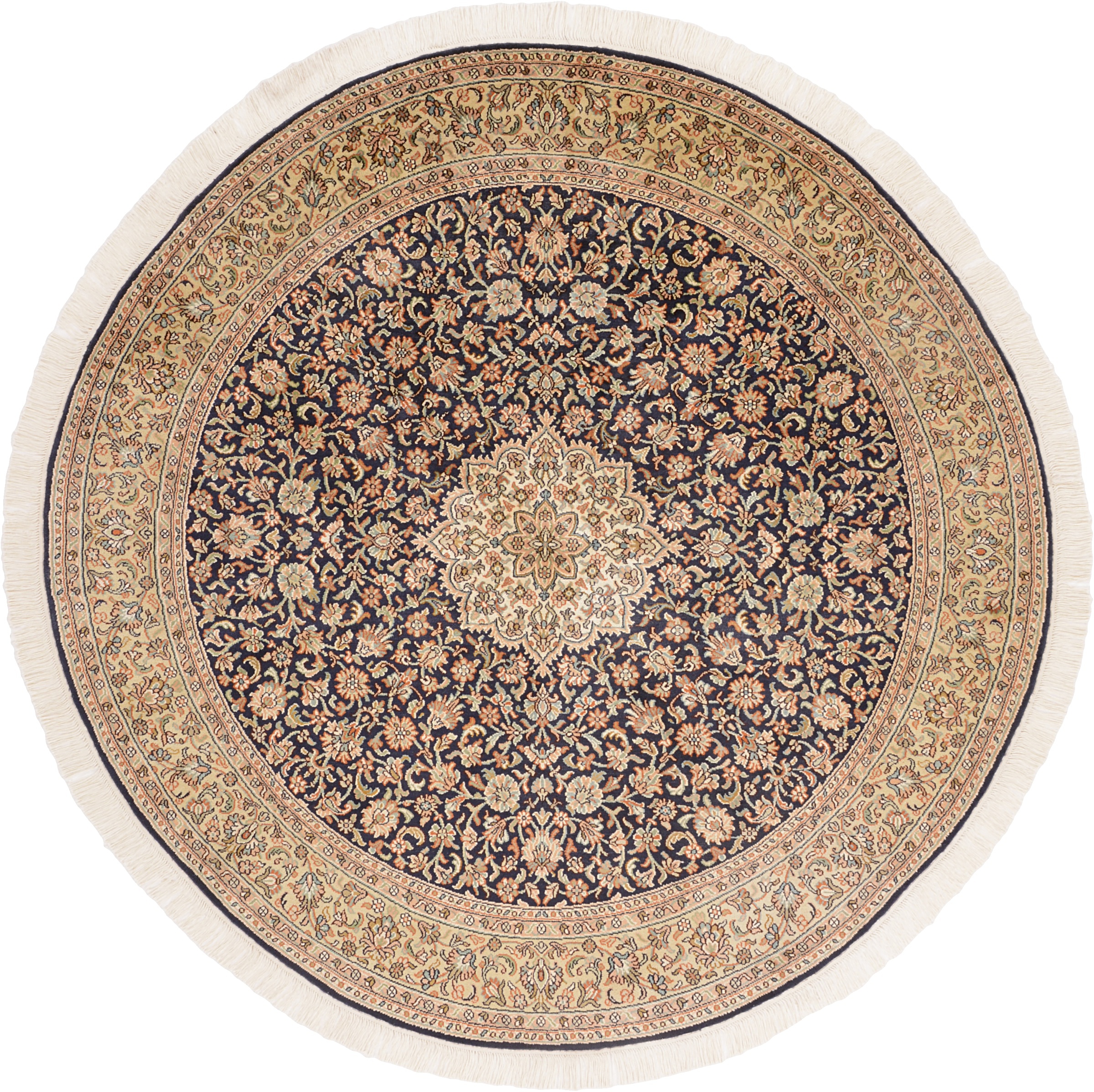 Cashmere Silk Alfombra 150x150 Blanco (Indian) Anudado A Mano