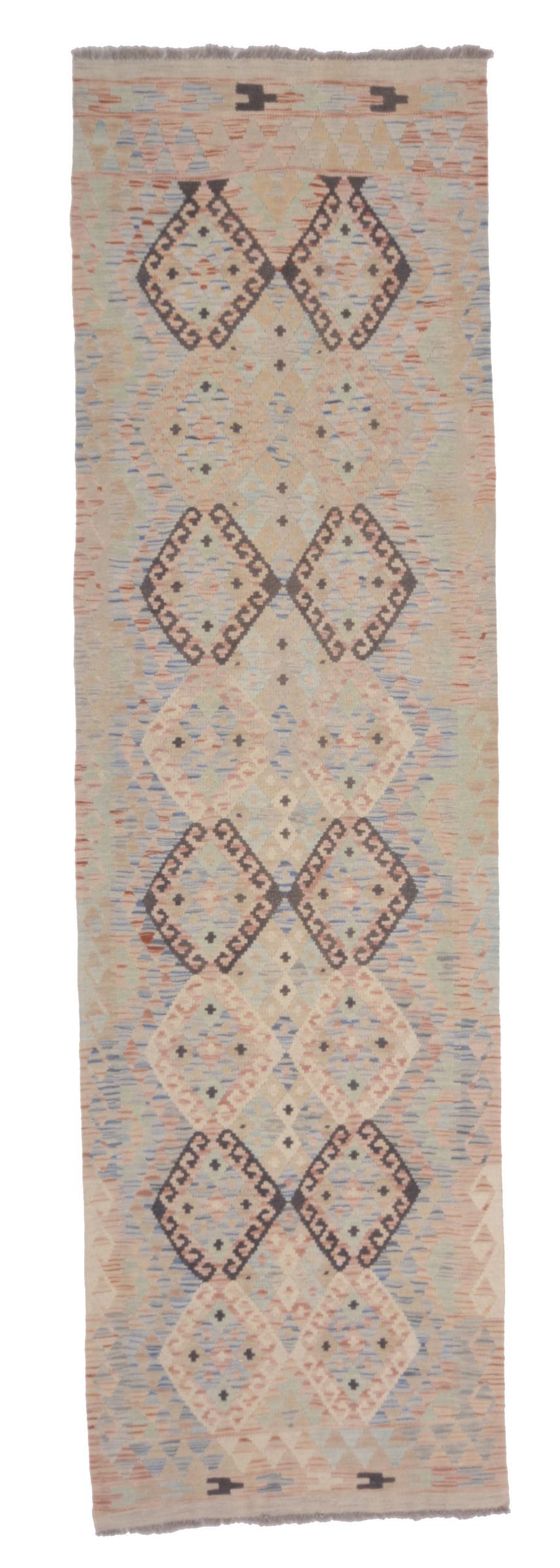 Kelim Itämainen matto 80x290 Valkoinen (Afganistan) Käsinkudottu