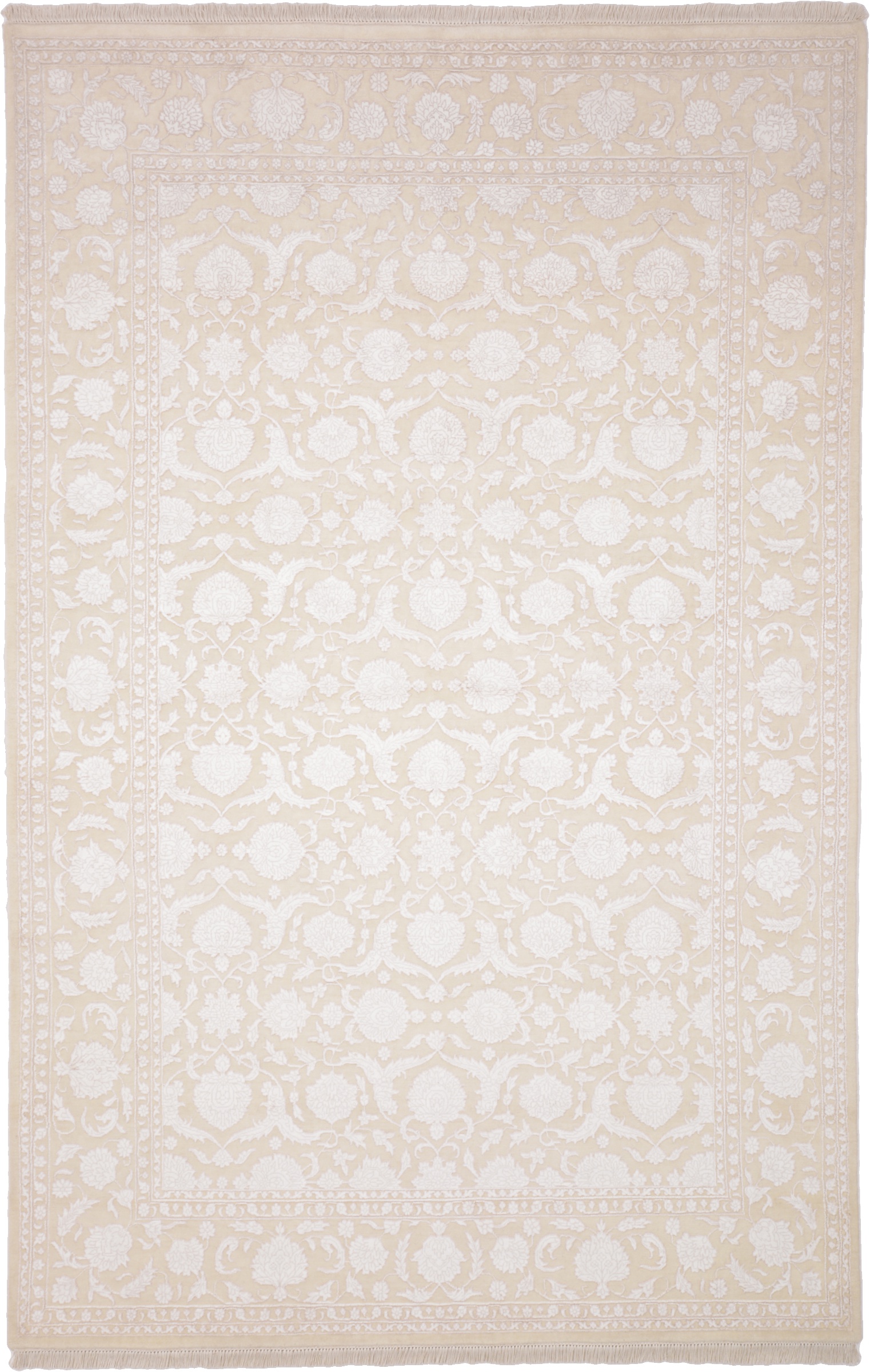 Asman Oosters tapijt 200x300 Wit (Indian) Noué À La Main