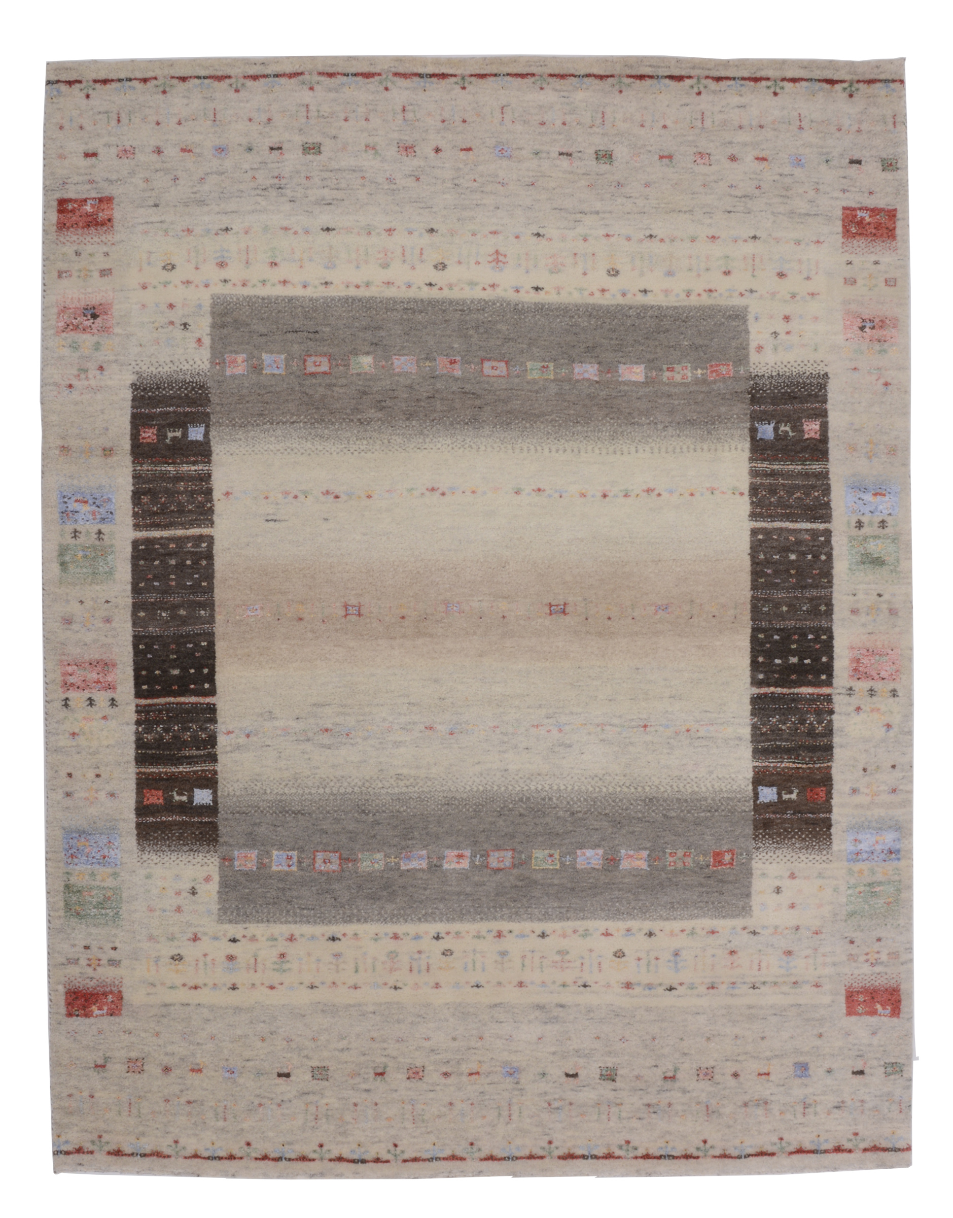 Rizbaft Teppich 150 x 200 Weiss (Indien) Handgeknüpft