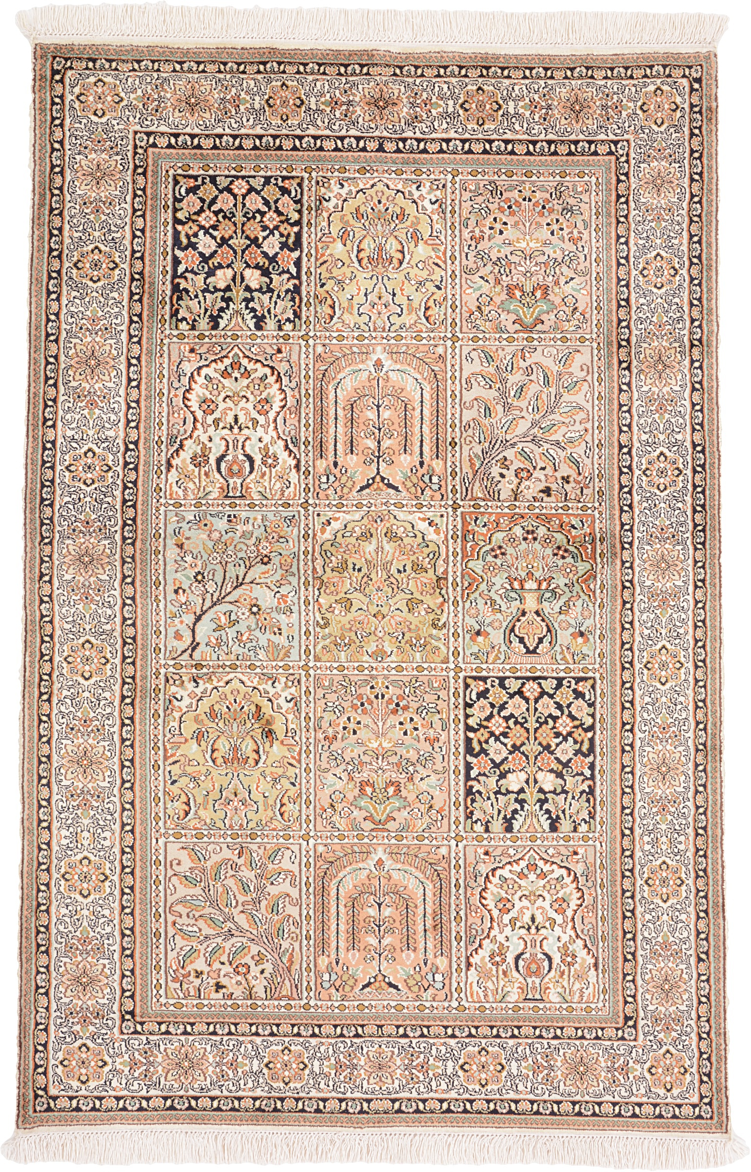 Cashmere Silk Oriental rug 100x150 White (Indian) Hand Knotted