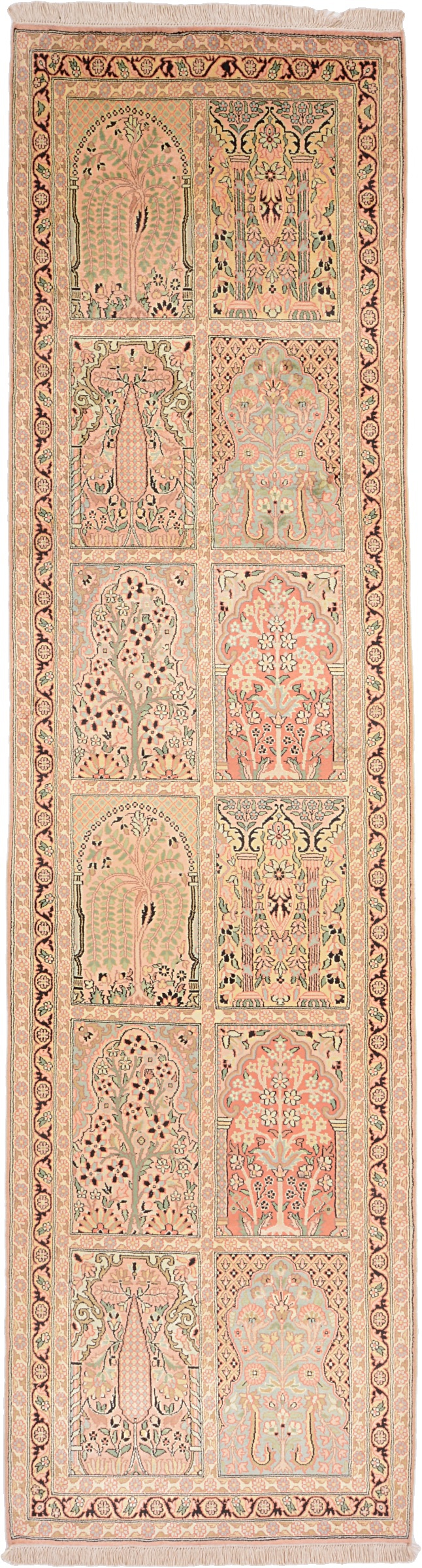 Cashmere Silk Teppe 80 x 310 Hvit (Indian) Håndknyttet