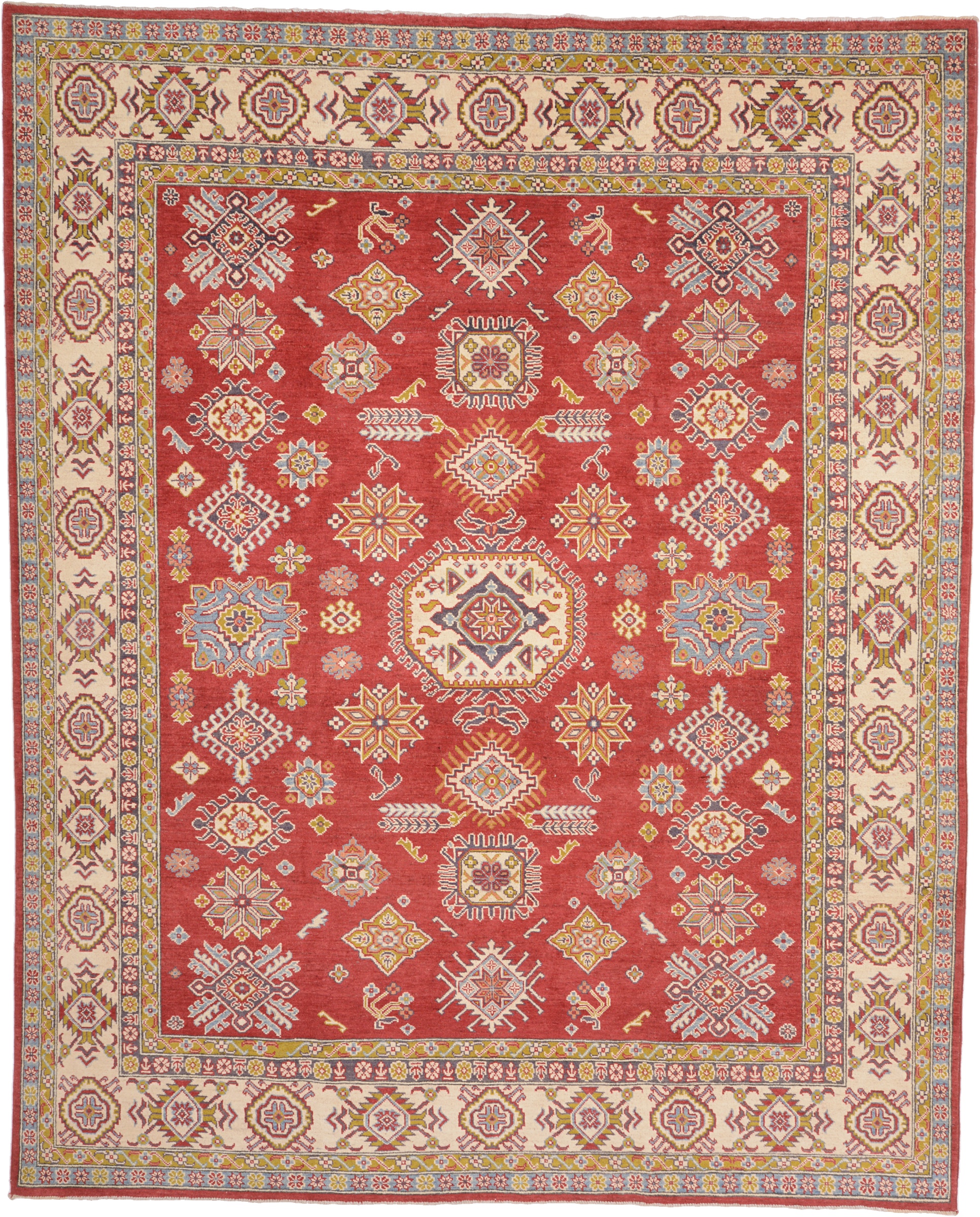 Kazak Dywan 250 x 300 Zielony (Pakistan) Ręcznie Tkany