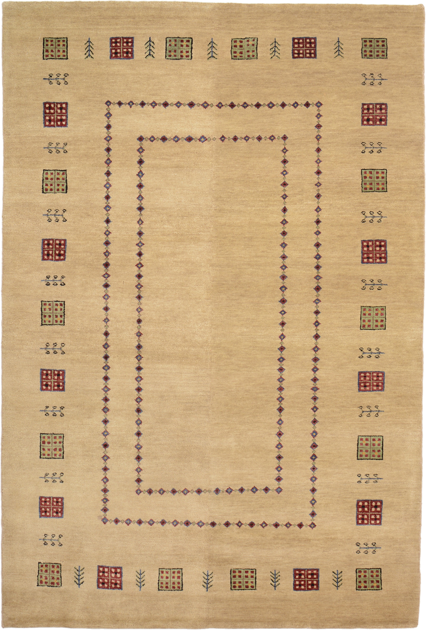 Loribaft Rug 190x130 Green (Indian) Hand Knotted