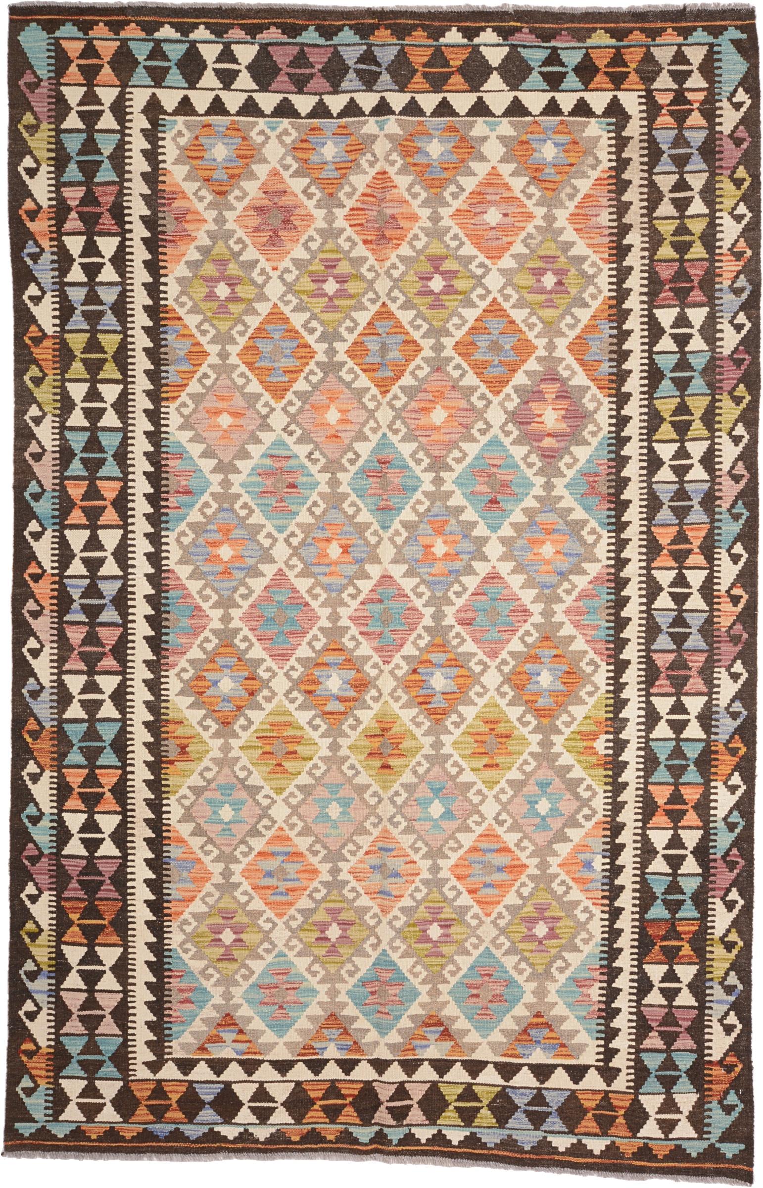 Kelim Orientalsk tæppe 250 x 160 Hvid (Pakistan) Håndknyttet