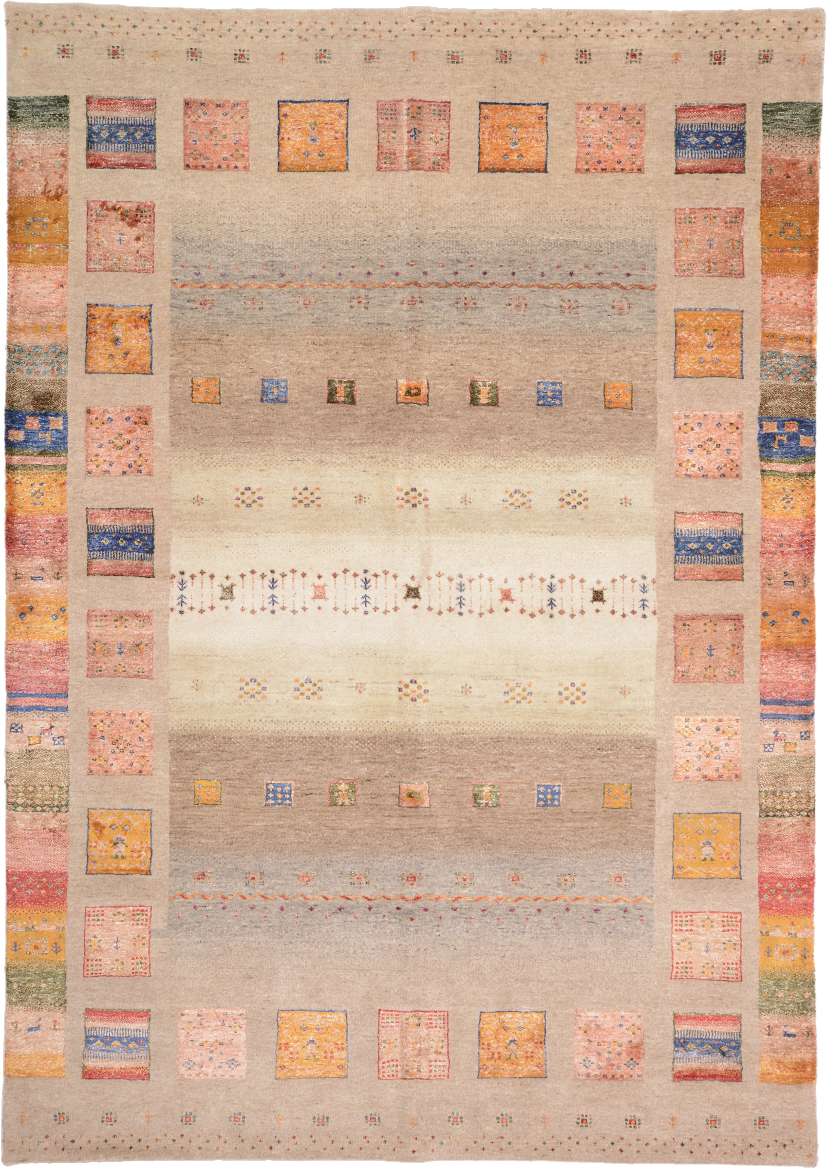 Loribaft Indischer Teppich 180 x 240 Weiss (Indien) Handgeknüpft