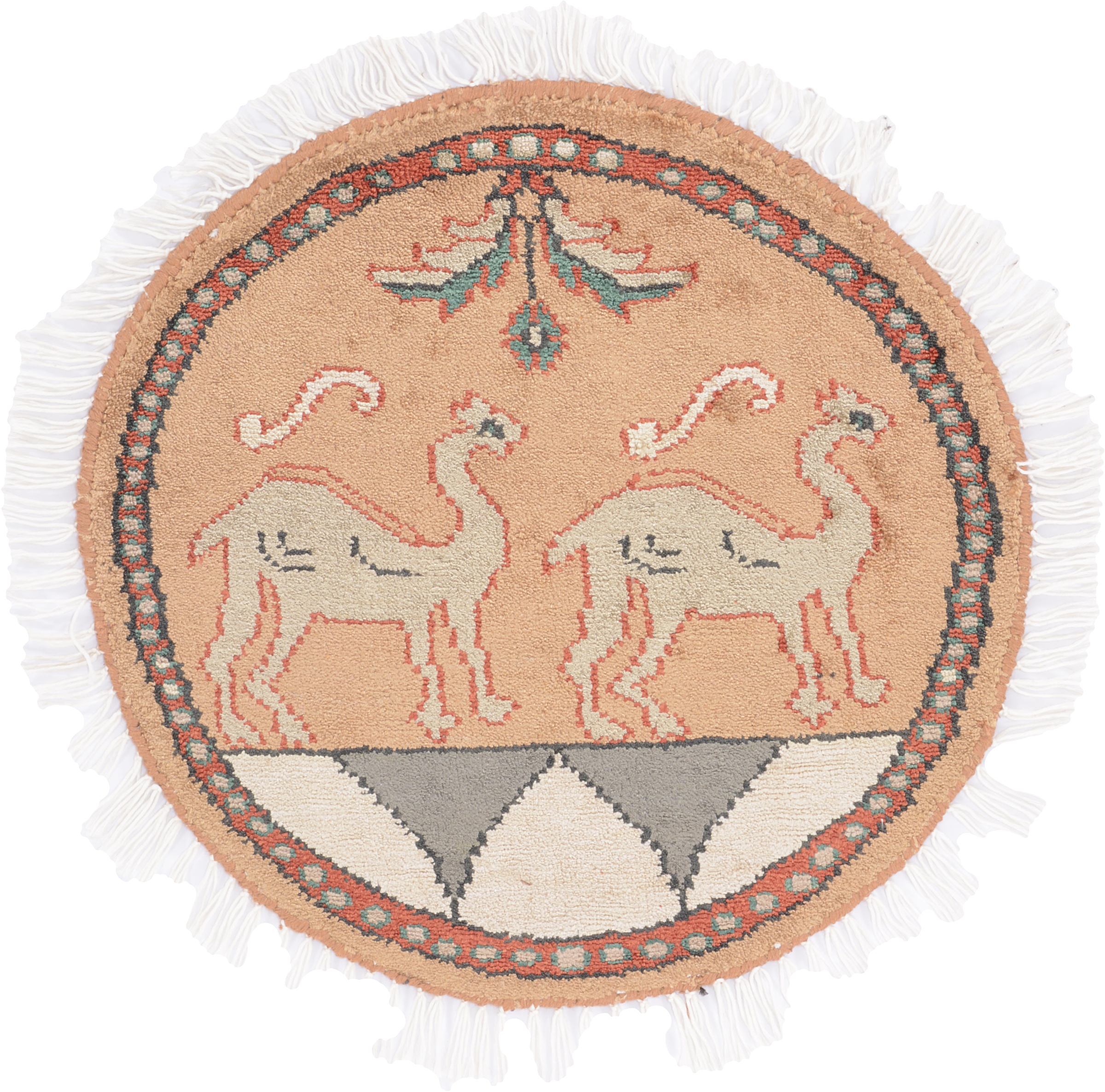 Agra Alfombra oriental 50 x 50 Blanco (Indian) Anudado A Mano