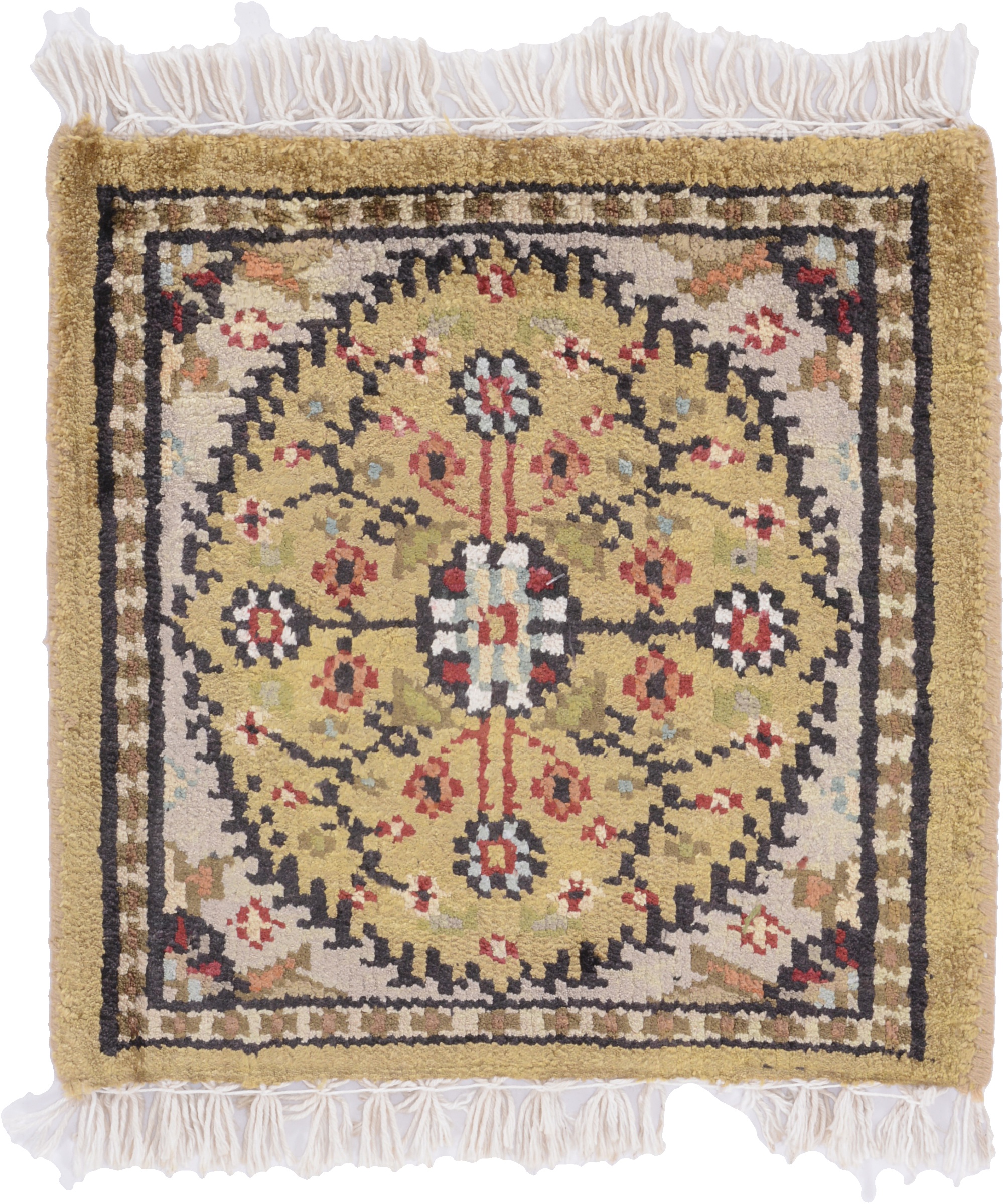 Agra Oosters tapijt 30 x 30 Wit (Indian) Noué À La Main