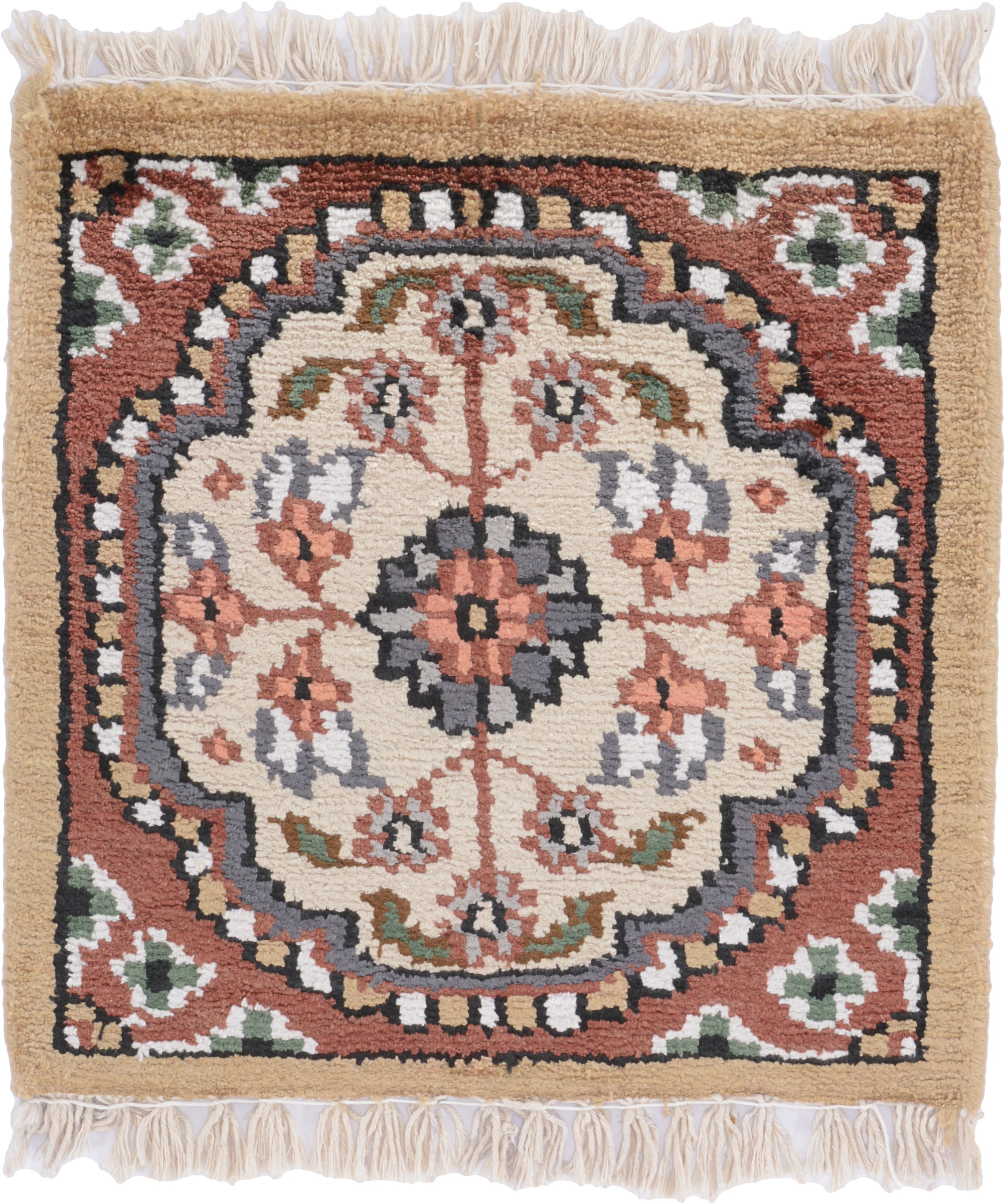 Agra Tappeto orientale 30 x 30 Bianco (Indian) Annodato A Mano