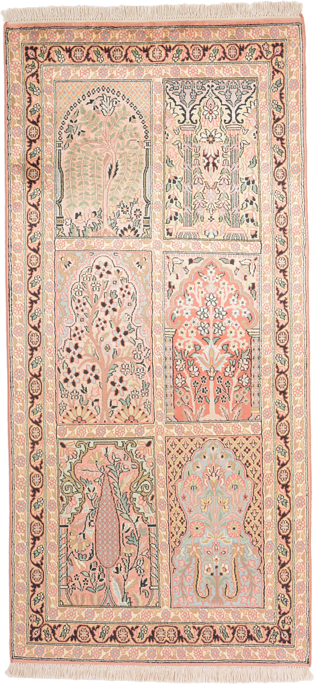 Cashmere Silk Alfombra 160x80 Blanco (Indian) Anudado A Mano