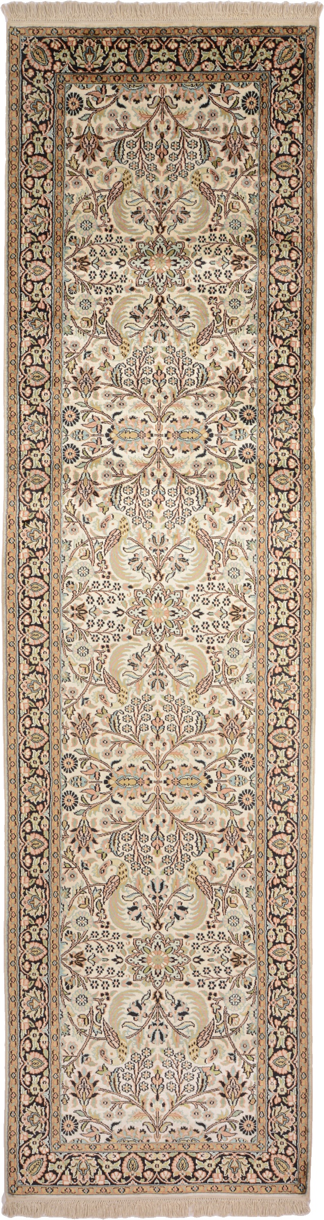 Cashmere Silk Tapete oriental 310x80 Branco (Indian) Atado À Mão