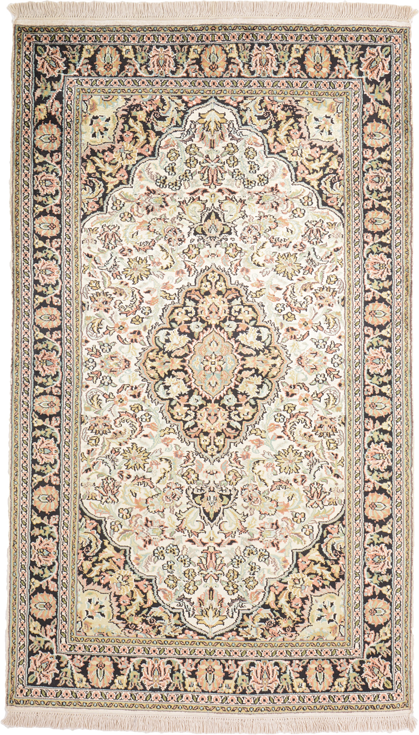 Cashmere Silk Matta 160x90 Vit (Indian) Handknuten