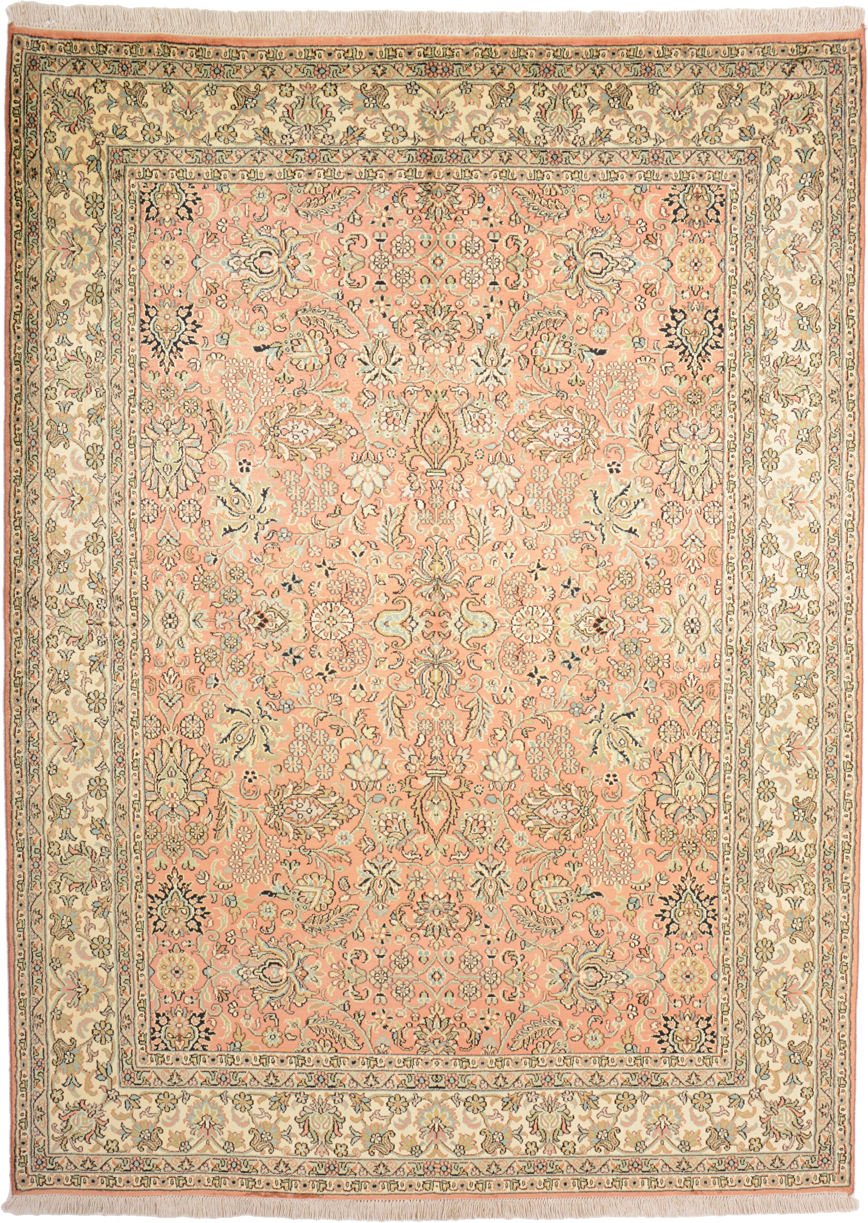 Cashmere Silk Matta 210x160 Grön (Indian) Handknuten