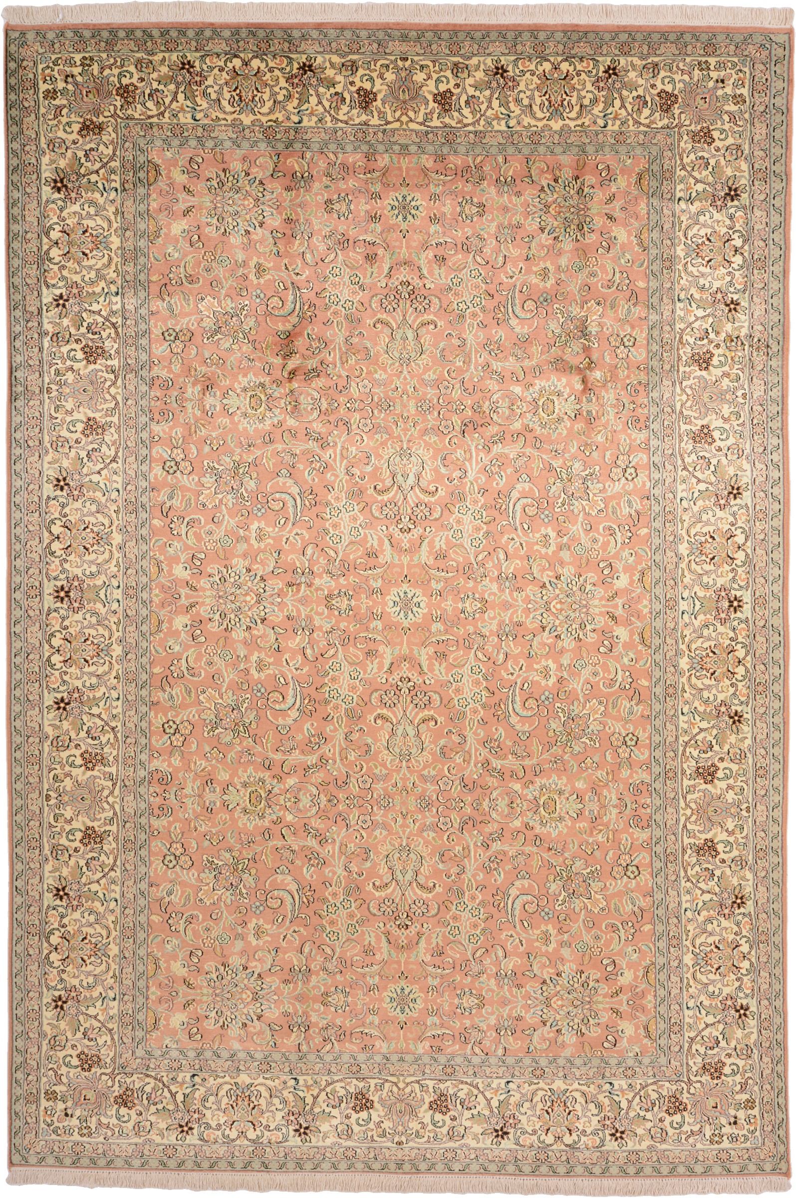 Cashmere Silk Orientalsk tæppe 270 x 190 Grøn (Indian) Håndknyttet