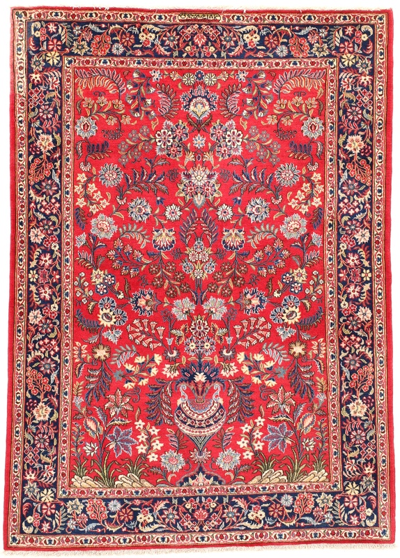 Kashan Teppich 150x110 Rot (Iran) Handgeknüpft