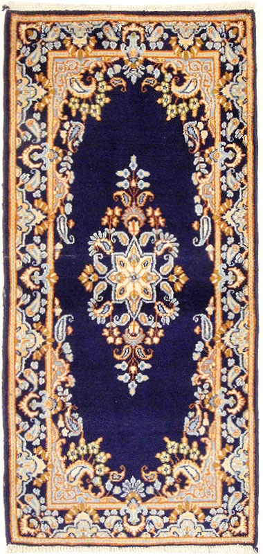 Kerman Tapis persan 160 x 70 Bleu (Iran) Noué À La Main