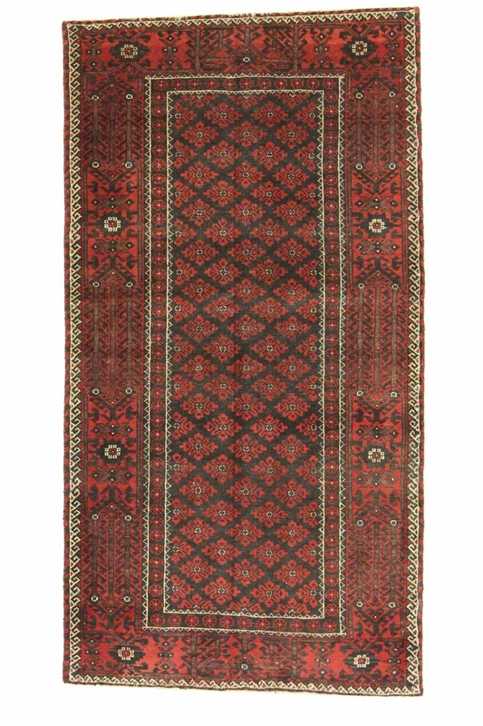 Belutsch Teppich 190x100 Schwarz (Iran) Handgeknüpft