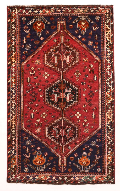Shiraz Alfombra persa 160x260 Rojo (Iran) Anudado A Mano