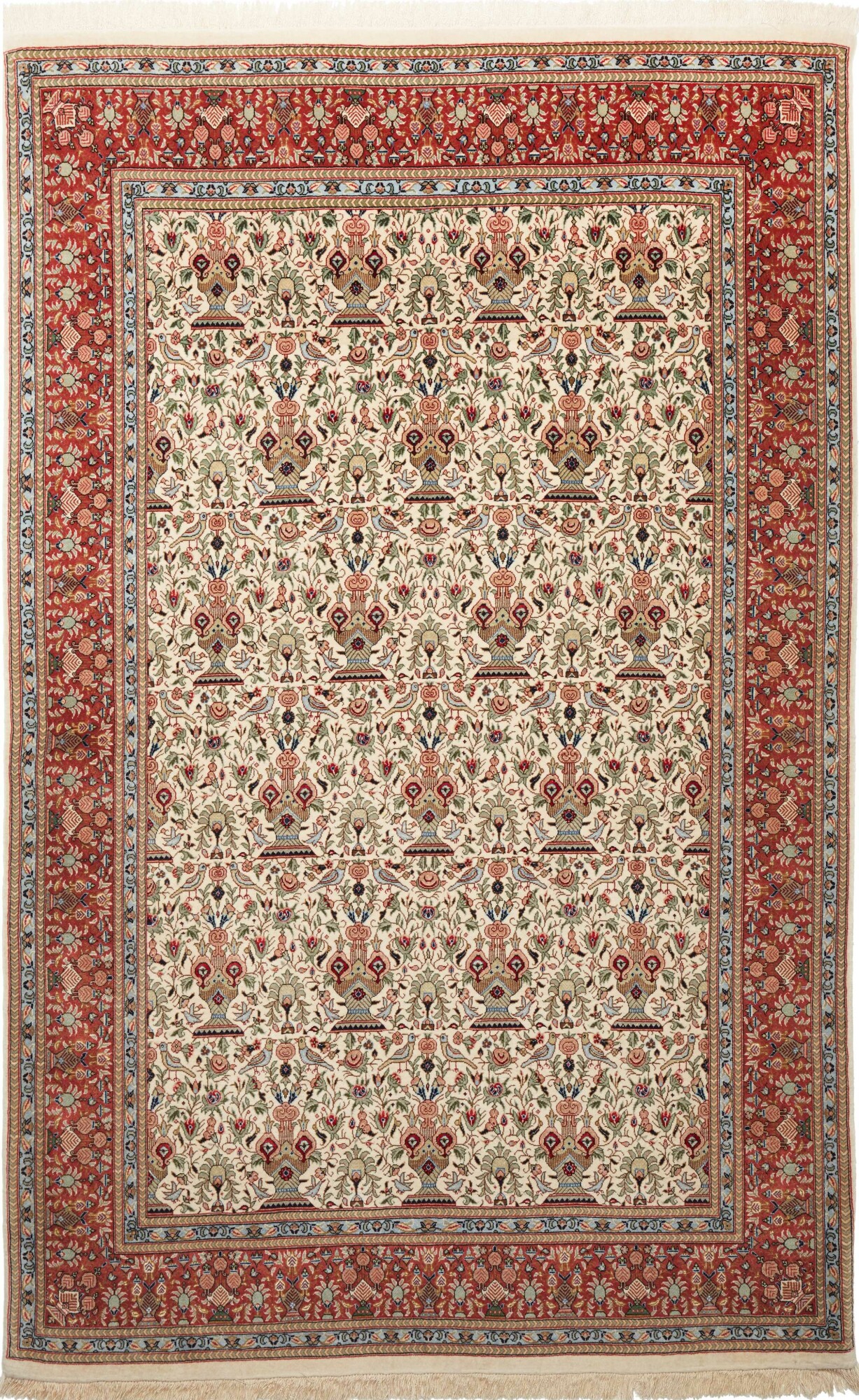 Isfahan Persian rug 140 x 210 Green (Iran) Hand Knotted