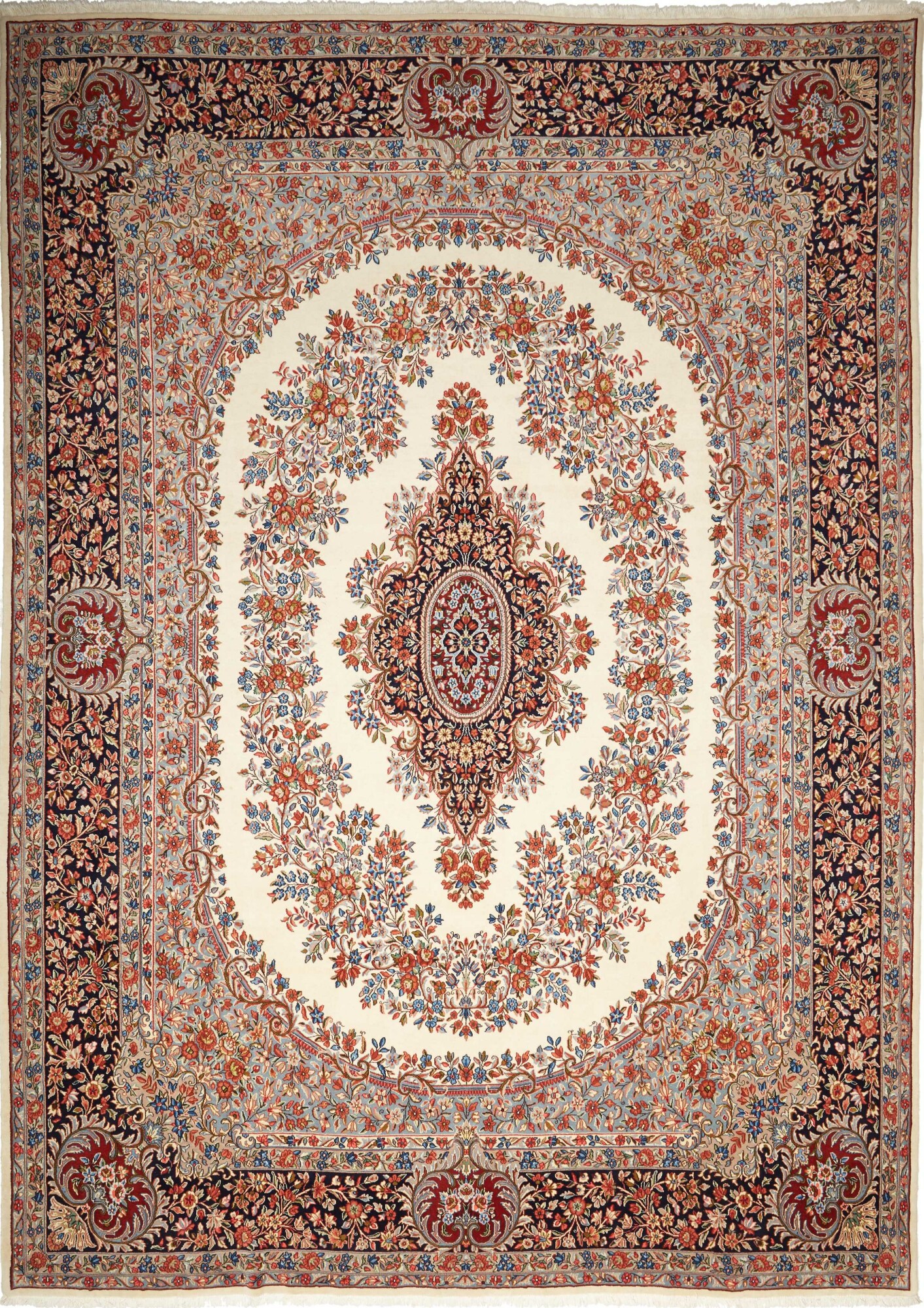 Kerman Tapis persan 290x400 Gris (Iran) Noué À La Main