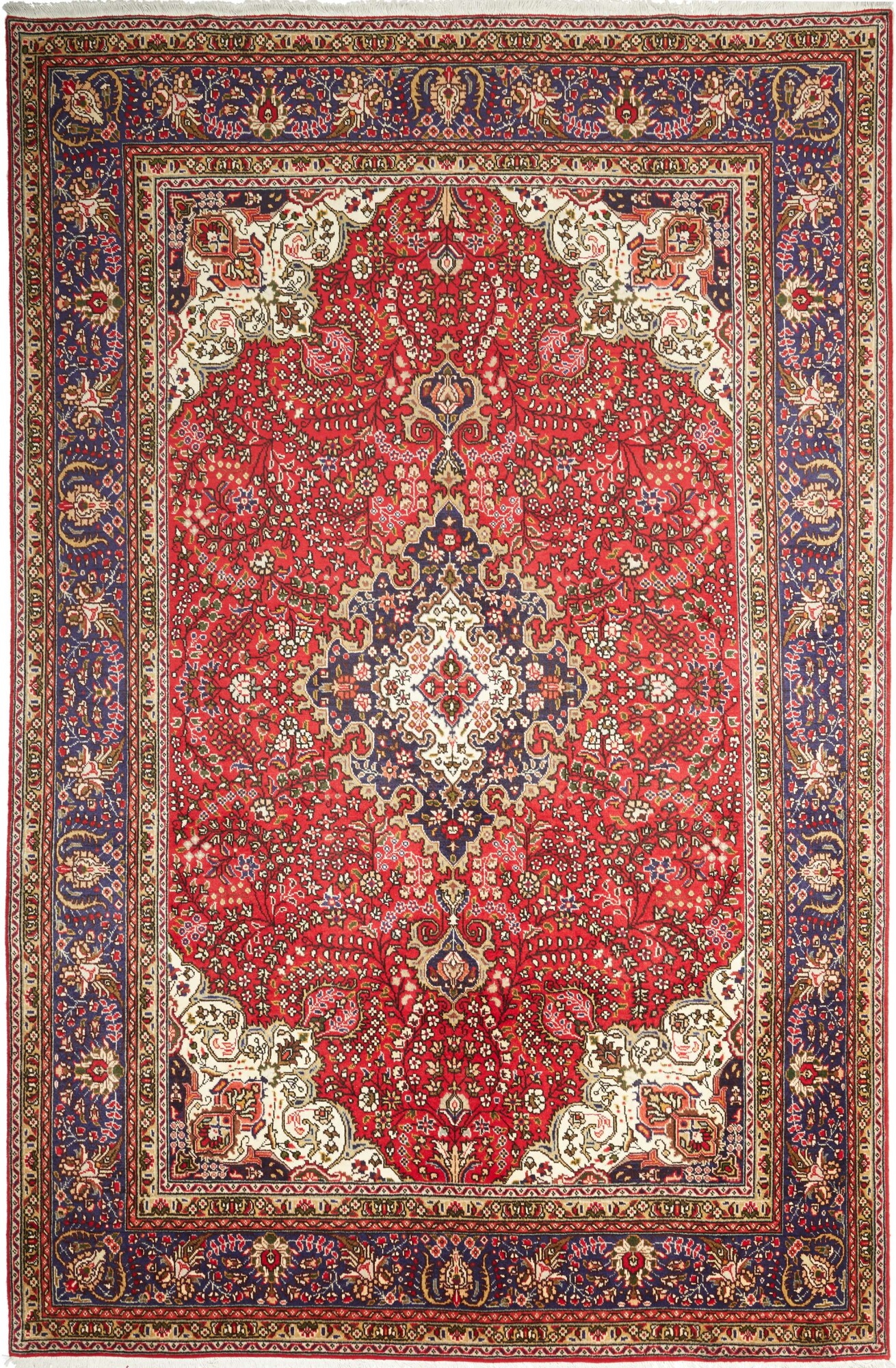 Tabriz Tapete oriental 200x300 Castanho (Irã) Atado À Mão