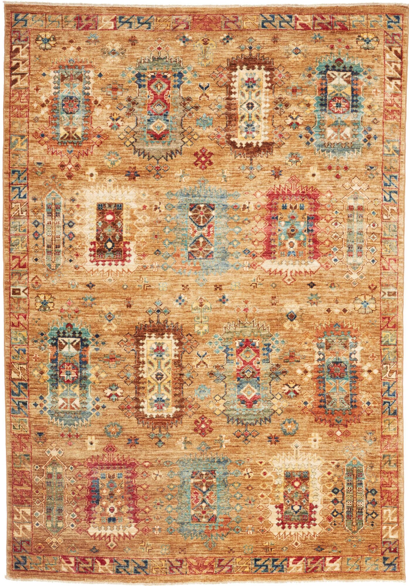 Samarkand Rug 210x150 Green (Pakistan) Hand Knotted