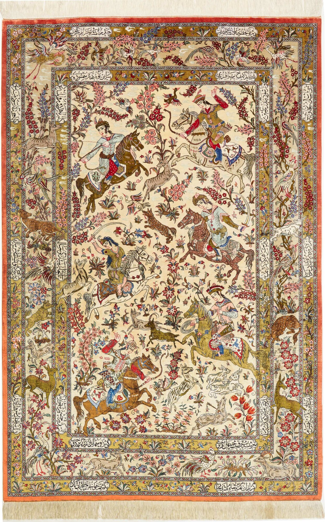 Qum Rug 130 x 200 Green (Iran) Hand Knotted