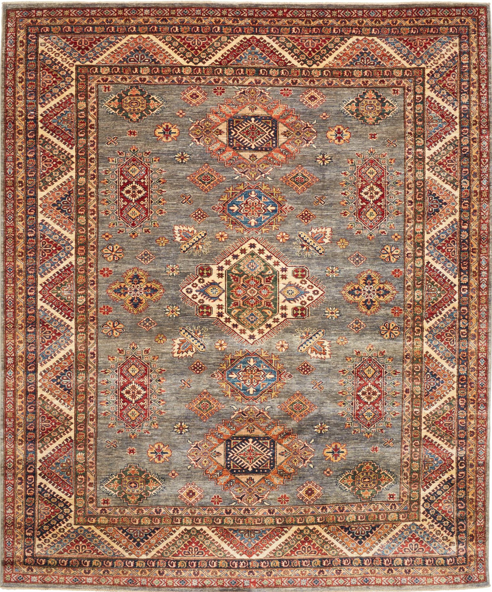 Kazak Dywan orientalny 250 x 300 Szary (Pakistan) Ręcznie Tkany