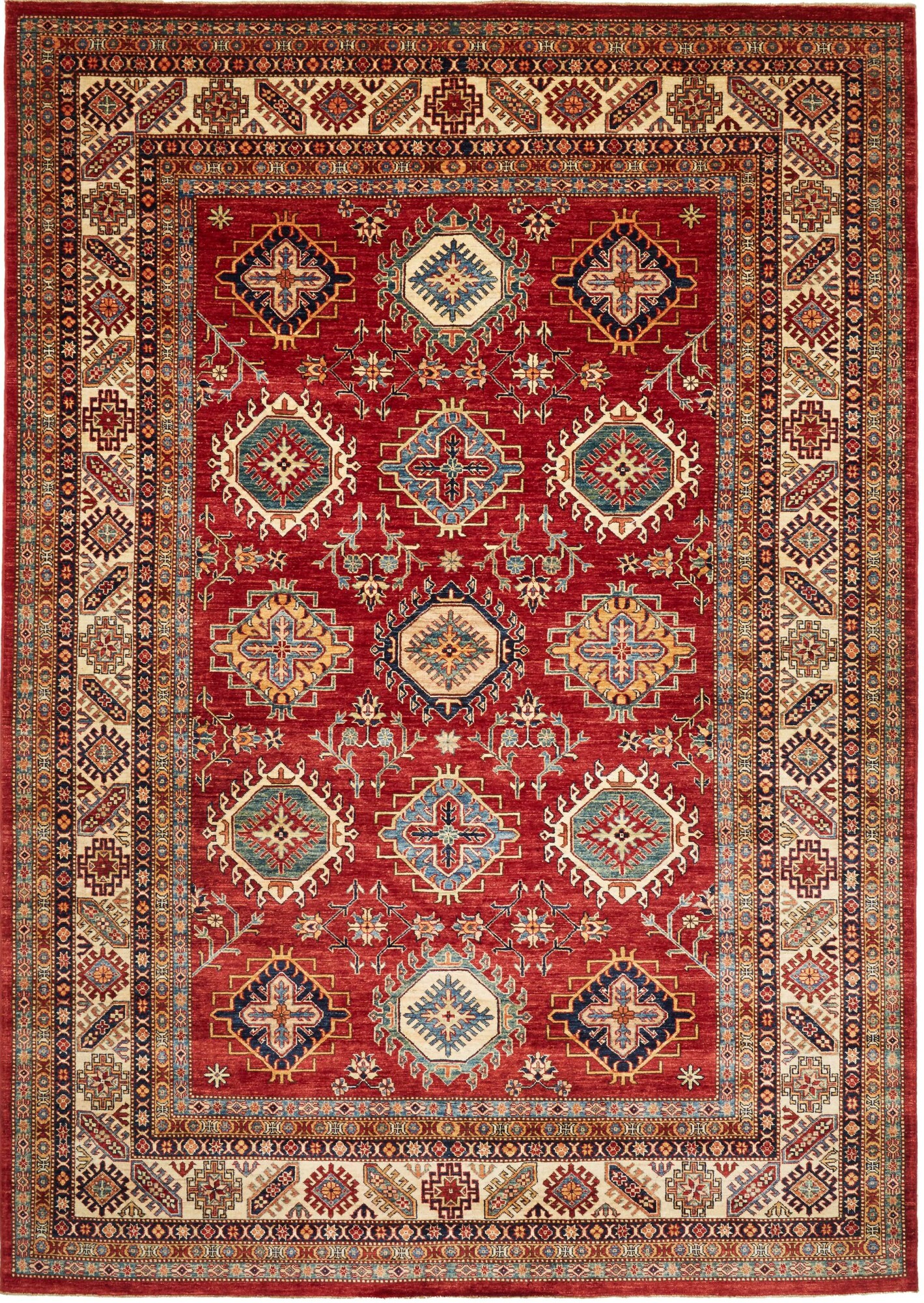 Kazak Alfombra oriental 250x350 Amarillo (Pakistán) Anudado A Mano