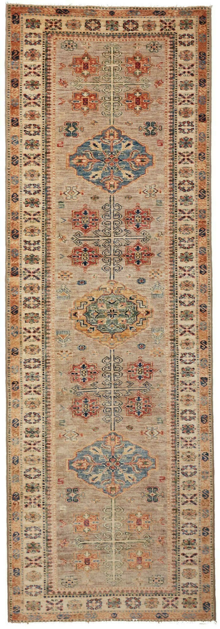 Kazak Rug 240 x 80 Green (Pakistan) Hand Knotted
