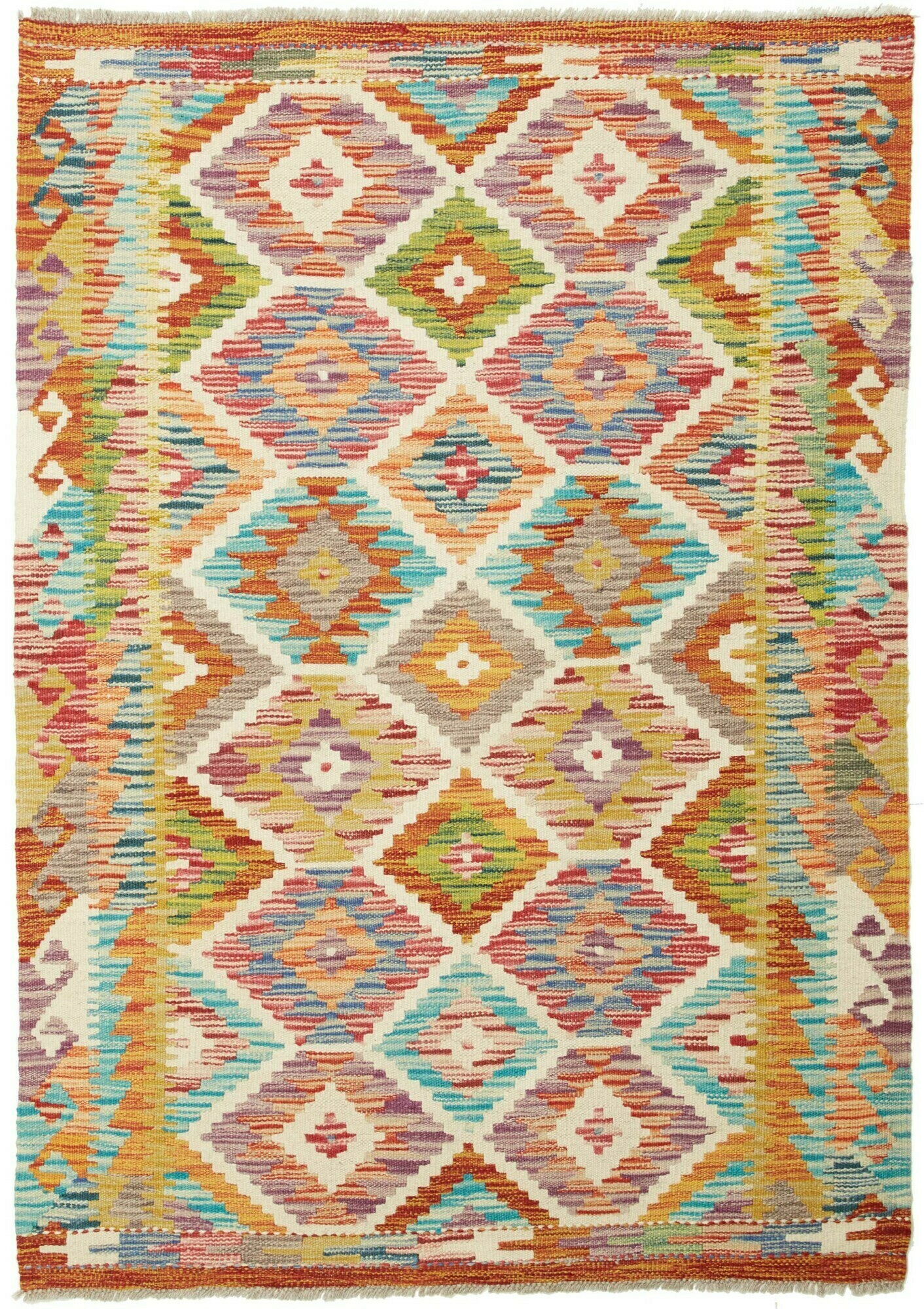 Kilim Oosters tapijt 110x150 Wit (Pakistan) Tissés À La Main