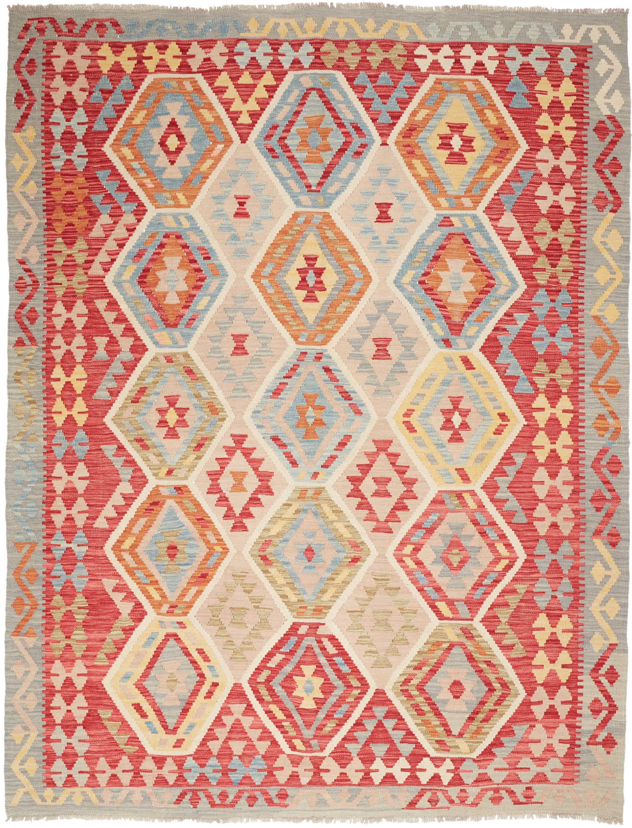 Kelim Dywan 190x240 Biały (Pakistan) Ręcznie Tkany