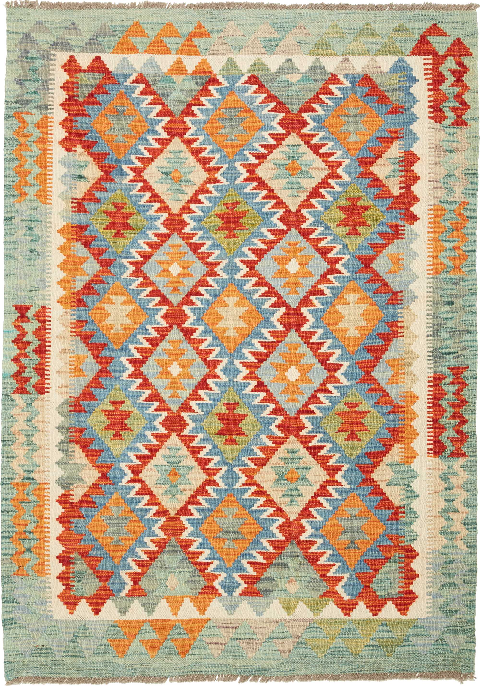 Kelim Itämainen matto 100 x 140 Valkoinen (Pakistan) Käsinkudottu