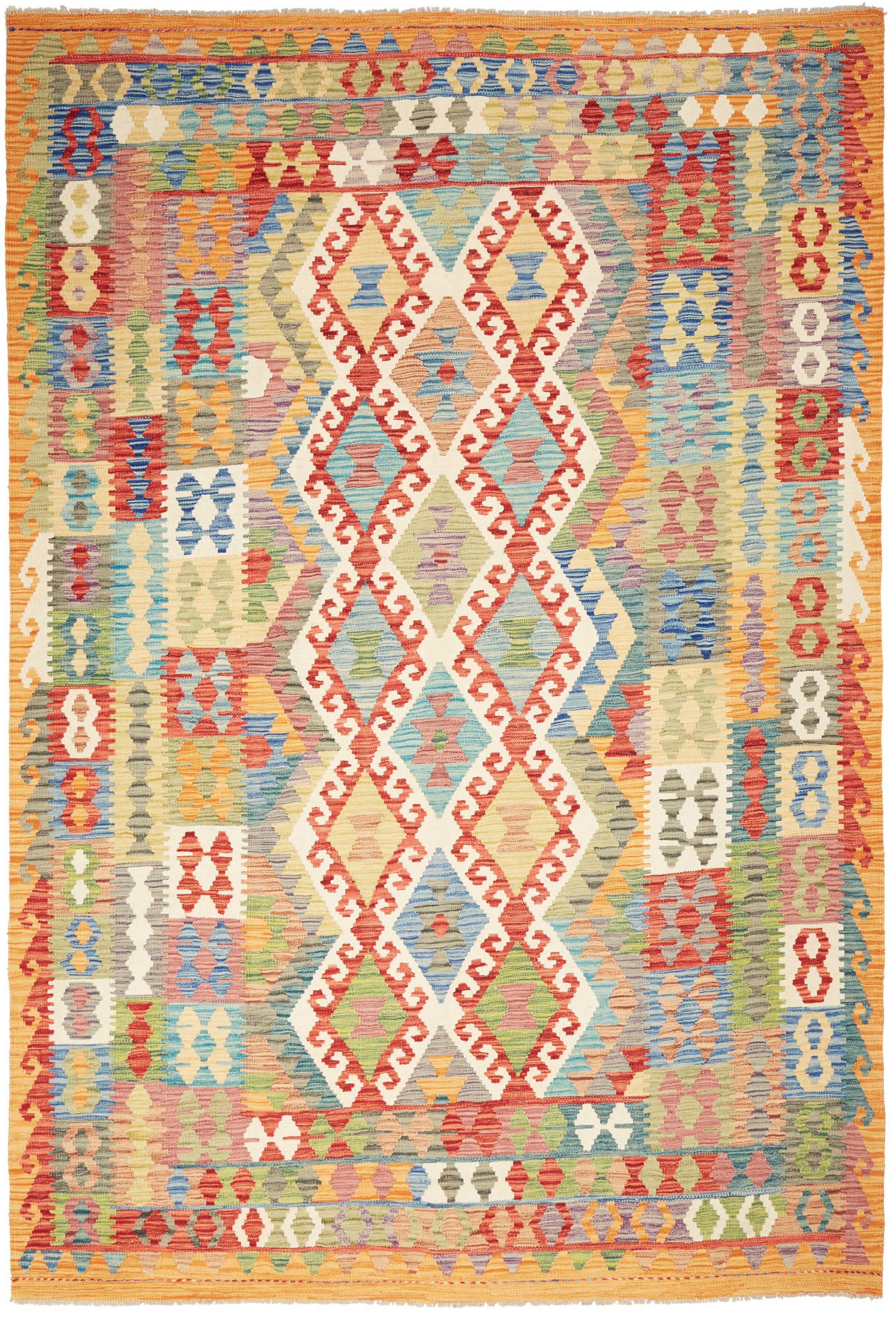 Kilim Oosters tapijt 200 x 290 Wit (Pakistan) Tissés À La Main