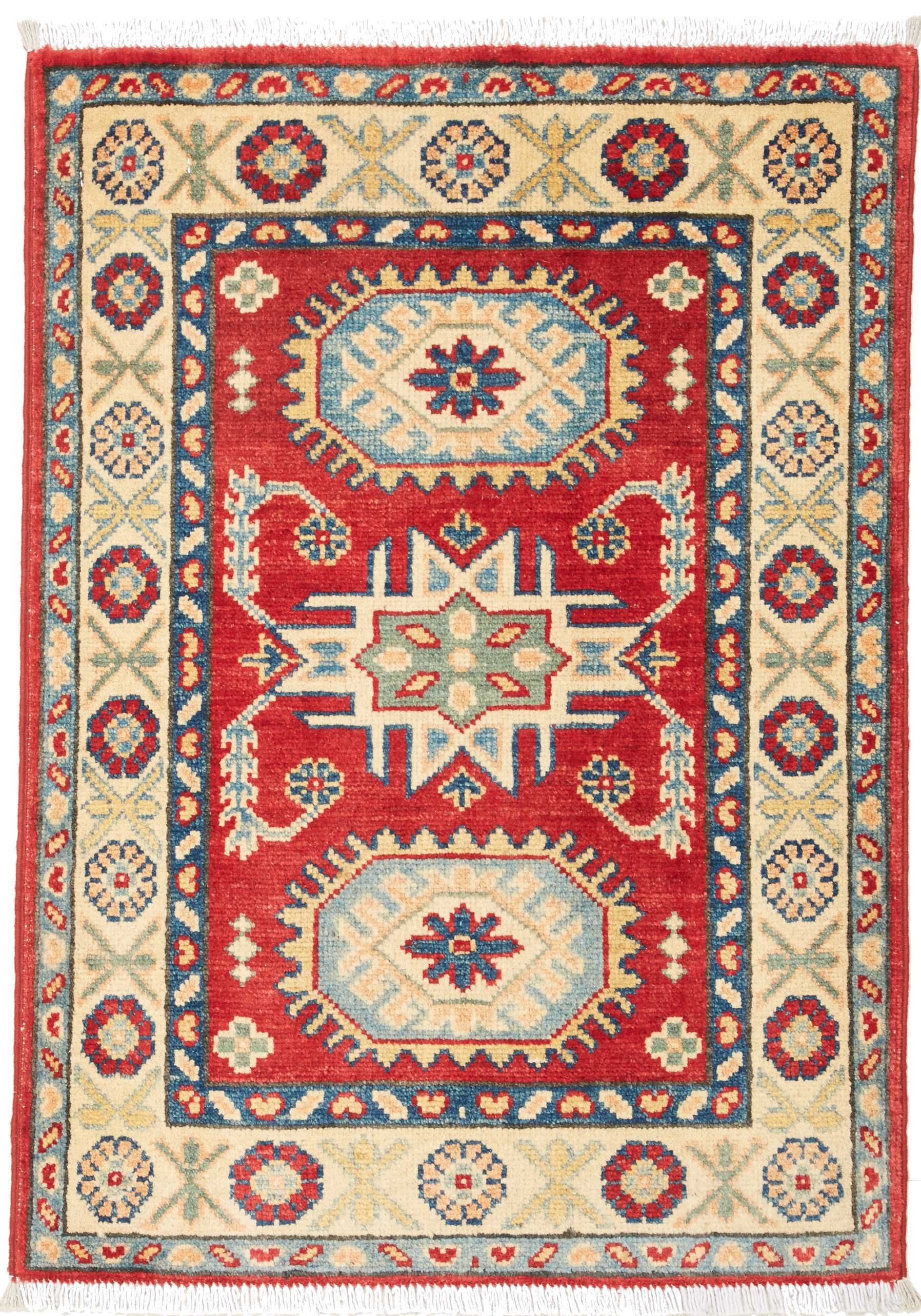 Kazak Teppich 90 x 60 Grau (Pakistan) Handgeknüpft
