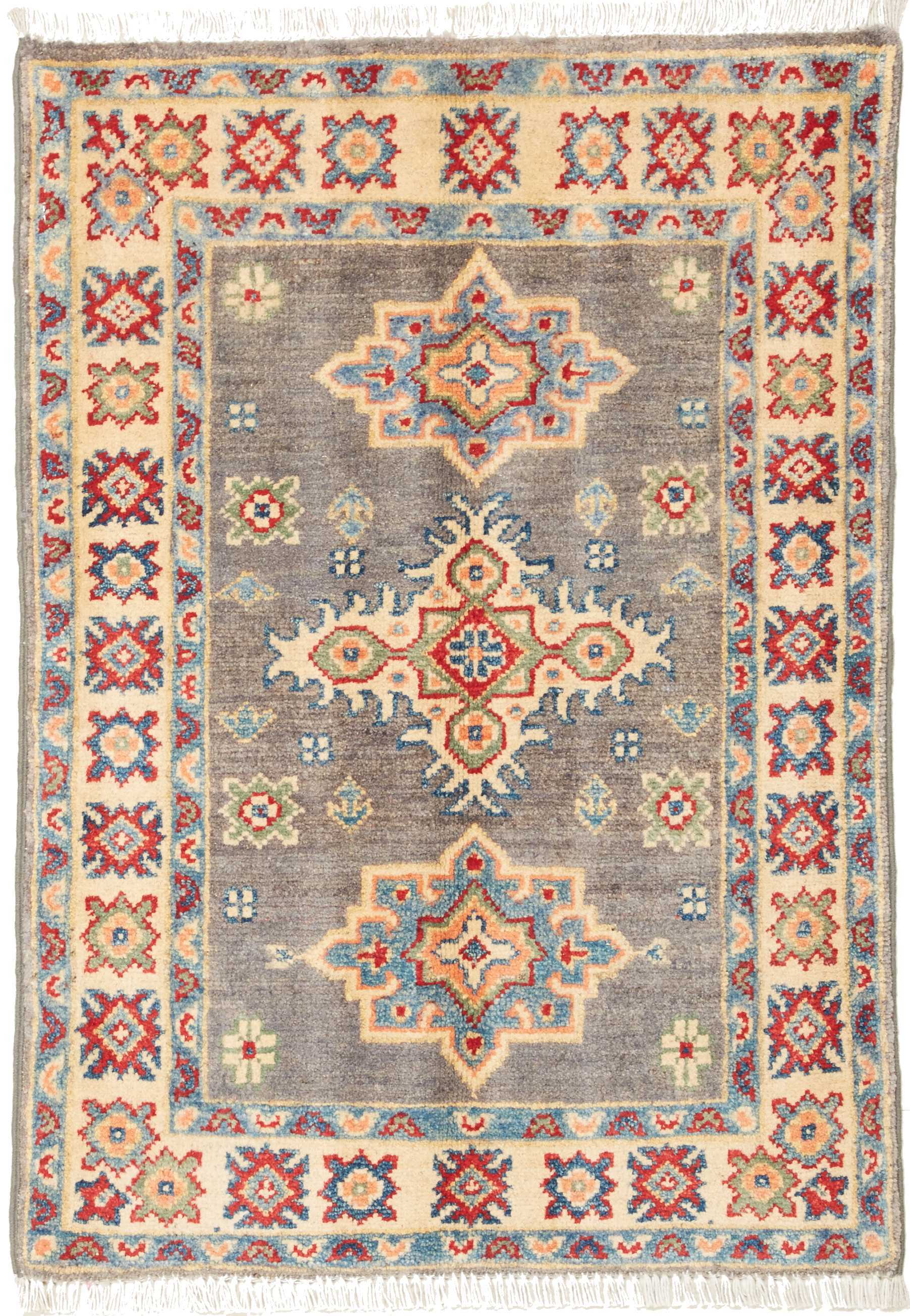 Kazak Alcatifa 60 x 90 Branco (Afeganistão) Atado À Mão