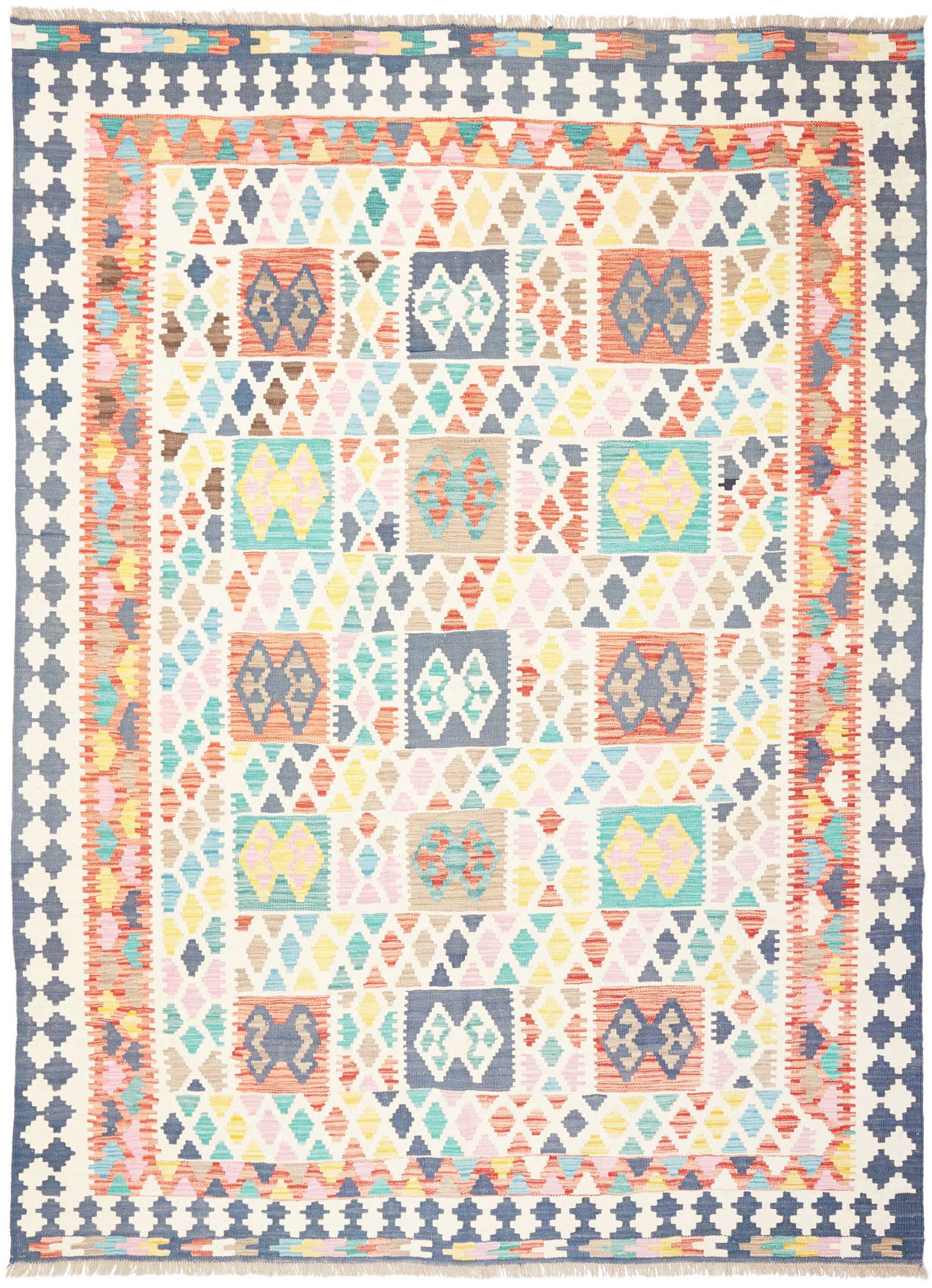 Kelim Orientalsk tæppe 210 x 280 Hvid (Afghanistan) Håndvævet