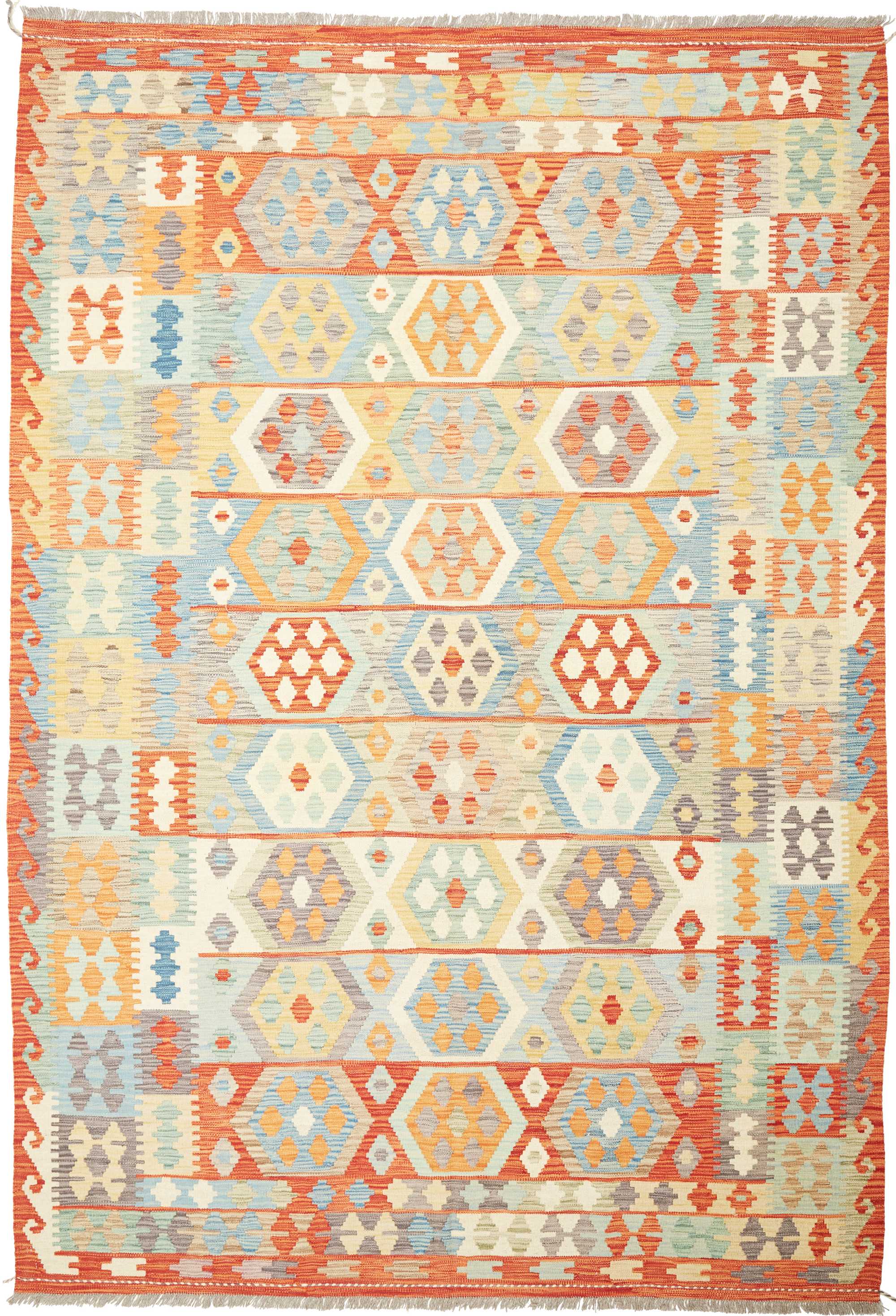 Kilim Tappeto orientale 200 x 290 Bianco (Afghanistan) Tessuto A Mano