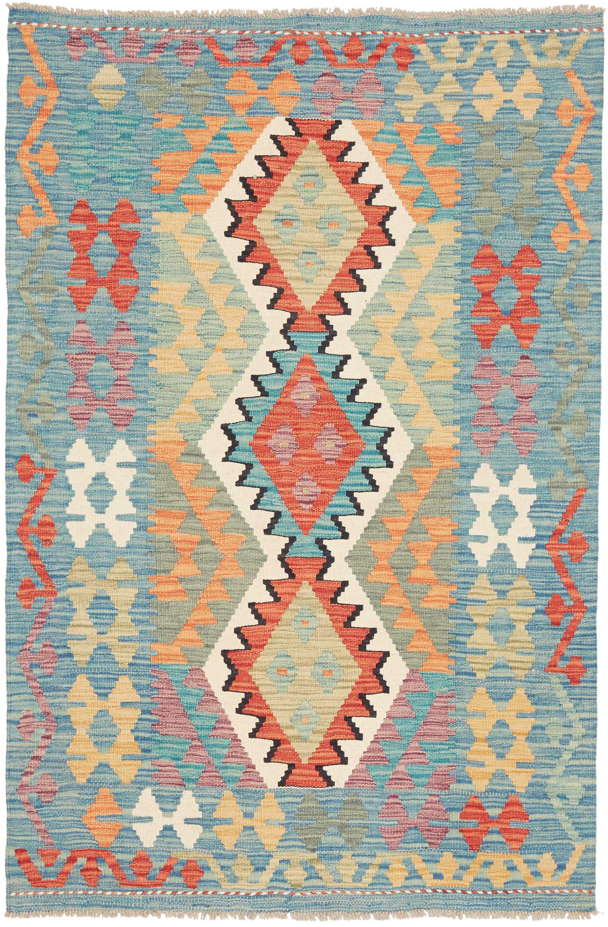 Kelim Dywan orientalny 150 x 100 Biały (Pakistan) Ręcznie Tkany