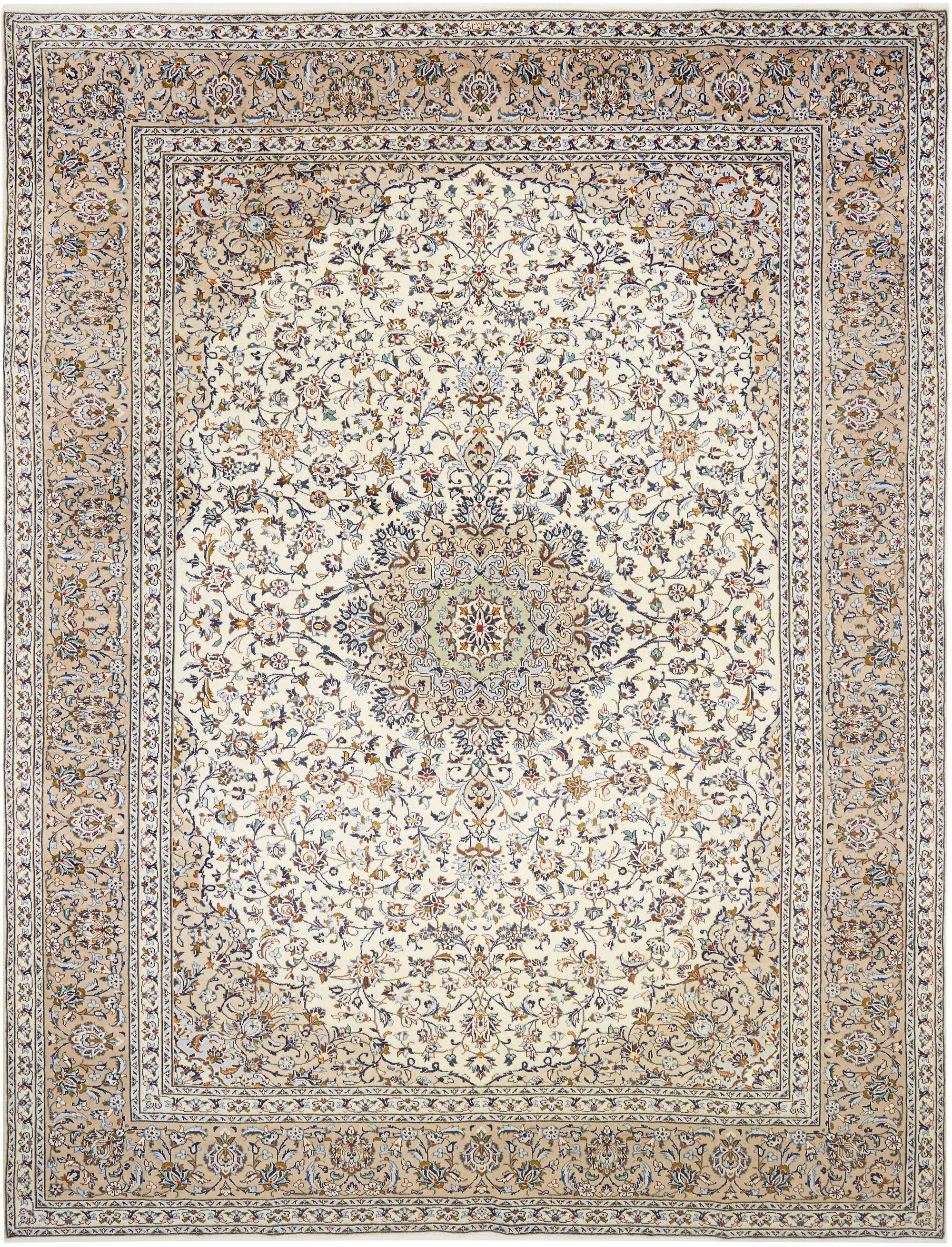 Kashan Dywan 290 x 380 Biały (Iran) Ręcznie Tkany